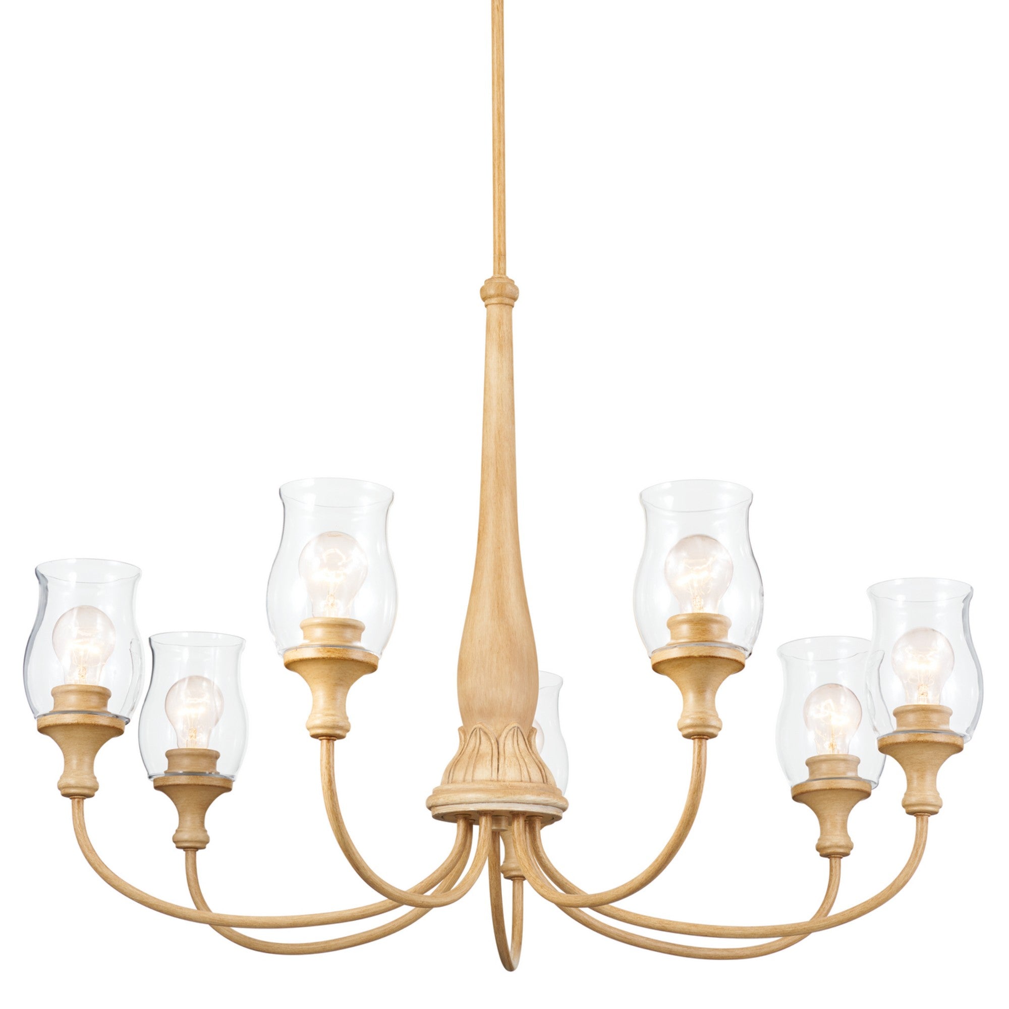 Melis 36" 7-Light Chandelier, Warm Maple Wood Finish - Bees Lighting