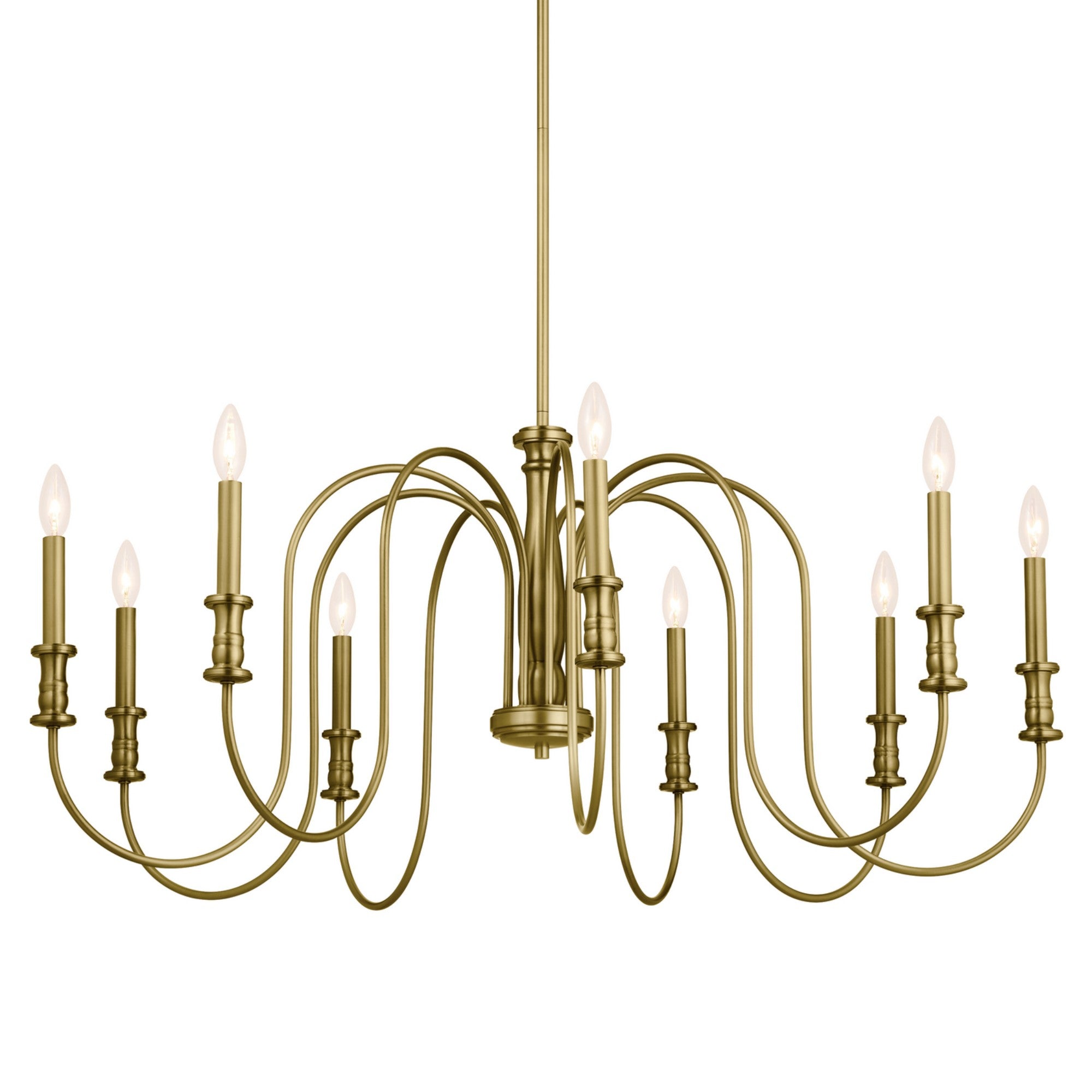 Karthe 42" 9-Light Chandelier, Natural Brass Finish - Bees Lighting