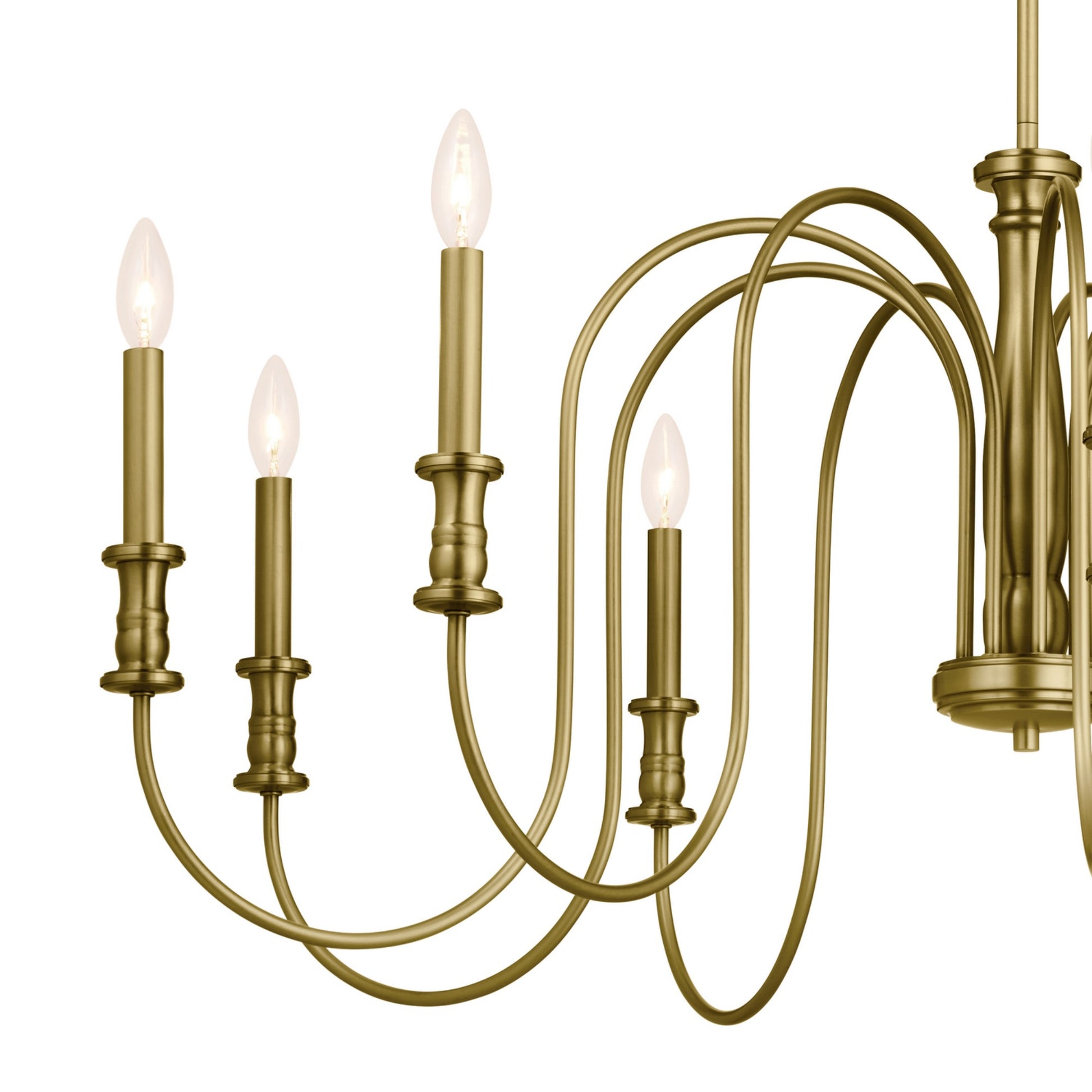 Karthe 42" 9-Light Chandelier, Natural Brass Finish - Bees Lighting