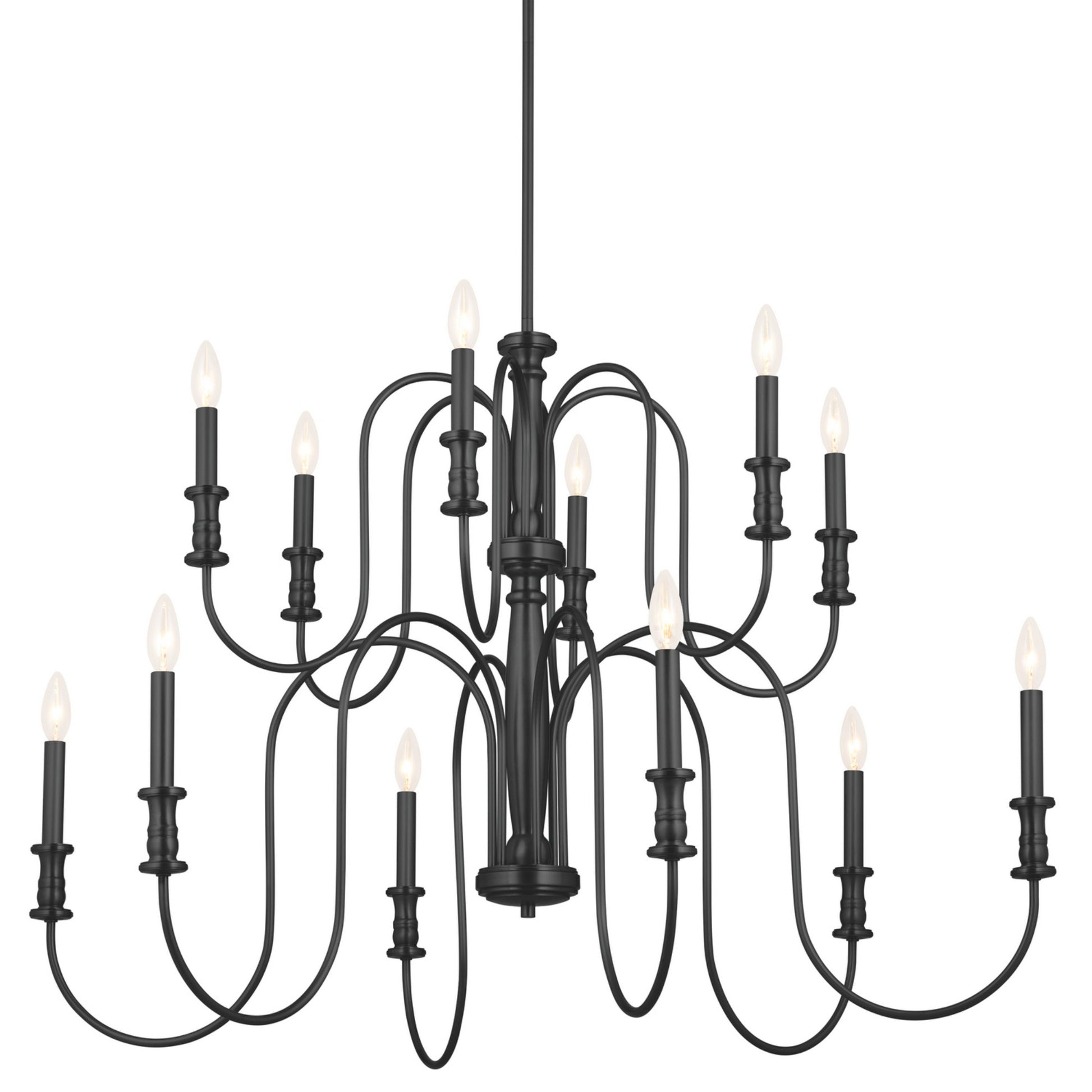 Karthe 42" 12-Light Chandelier, Black Finish - Bees Lighting