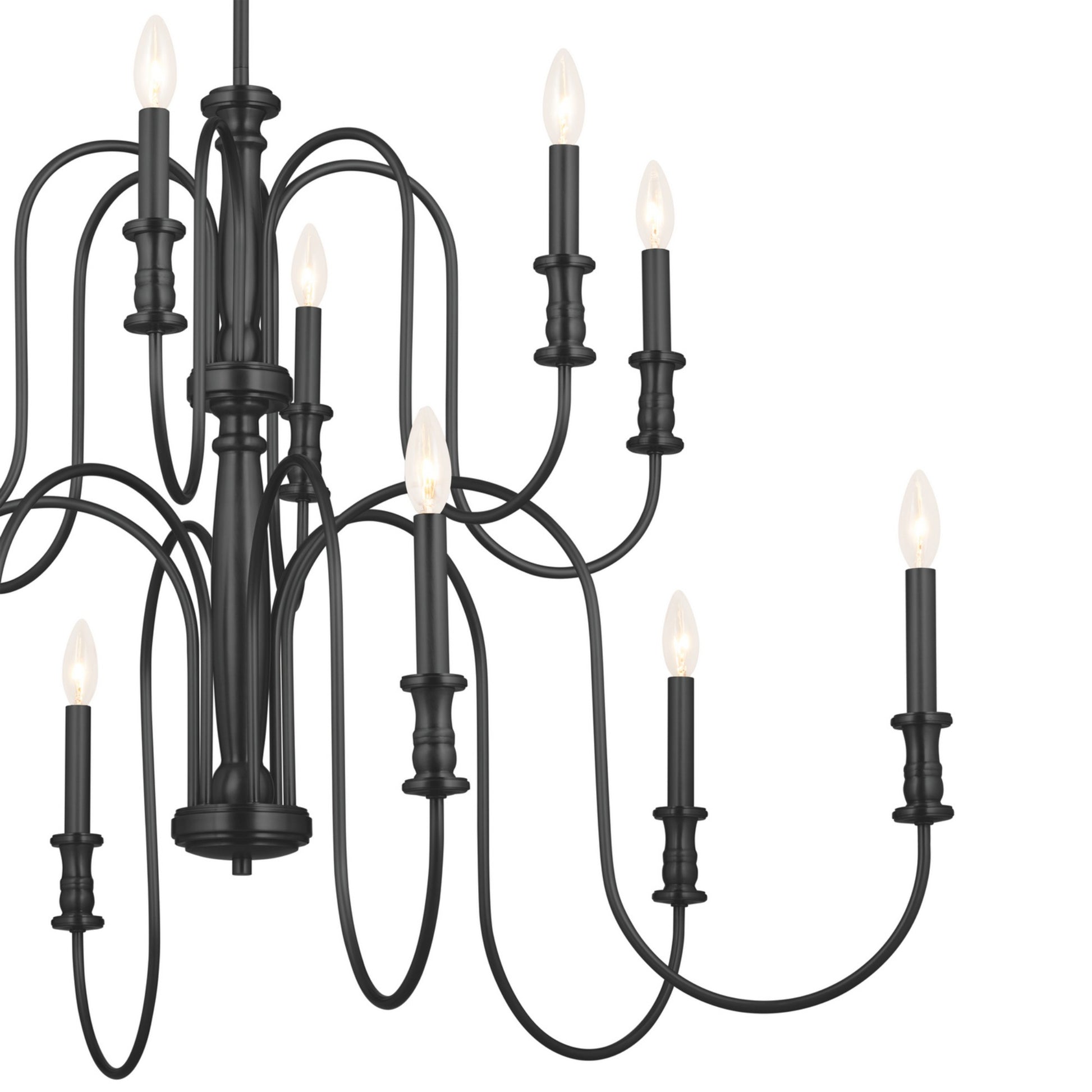 Karthe 42" 12-Light Chandelier, Black Finish - Bees Lighting
