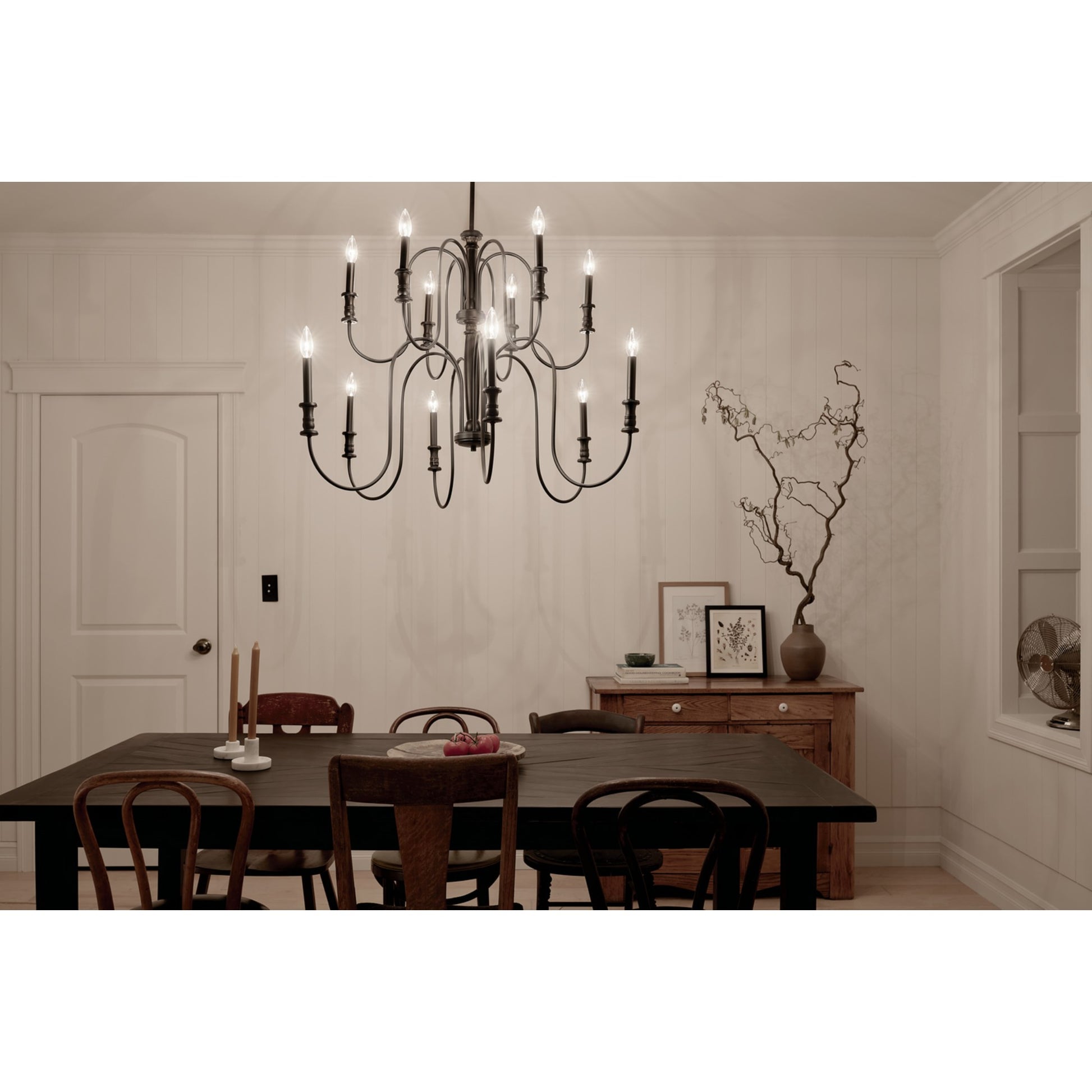 Karthe 42" 12-Light Chandelier, Black Finish - Bees Lighting