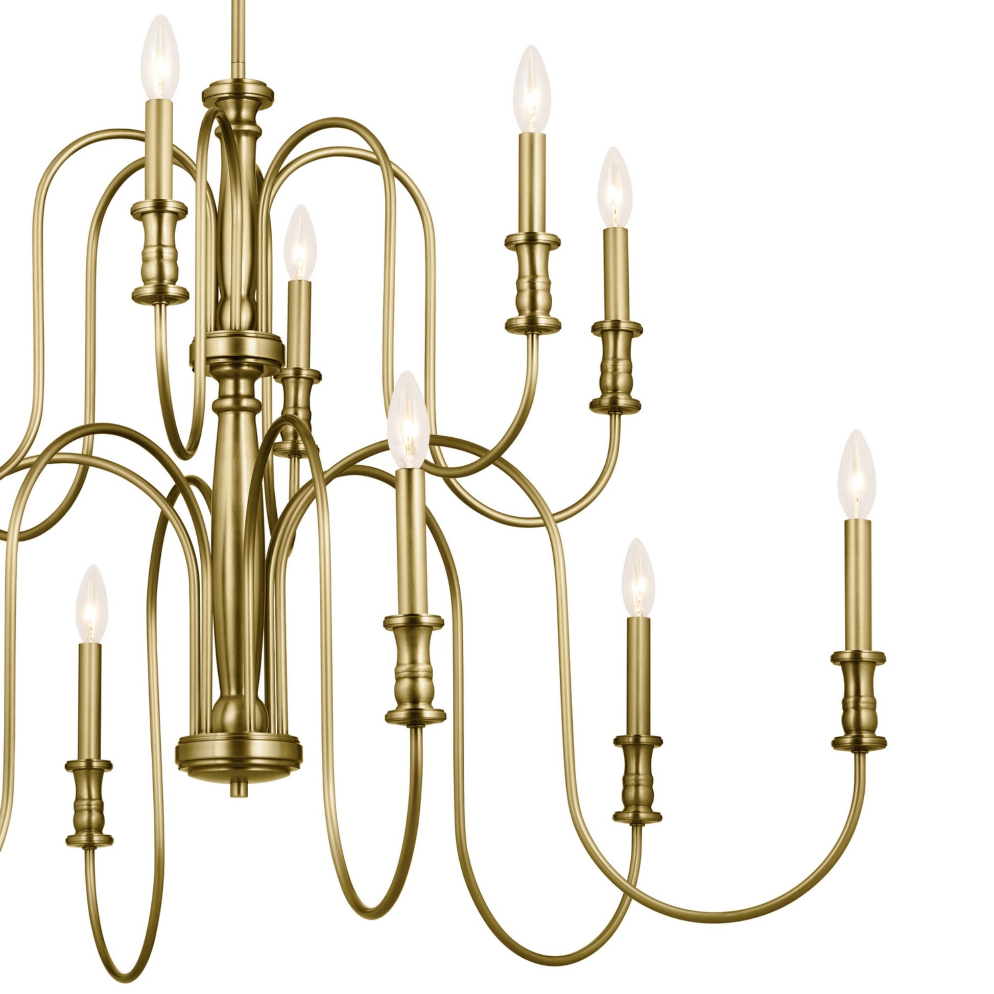 Karthe 42" 12-Light Chandelier, Natural Brass Finish - Bees Lighting