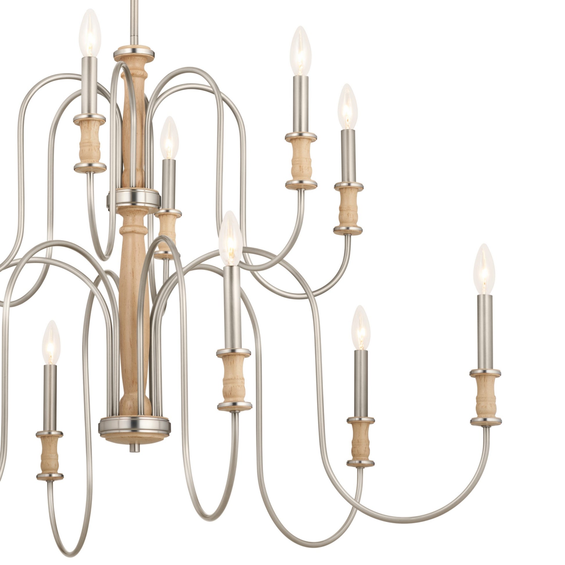 Karthe 42" 12-Light Chandelier, Brushed Nickel Finish - Bees Lighting