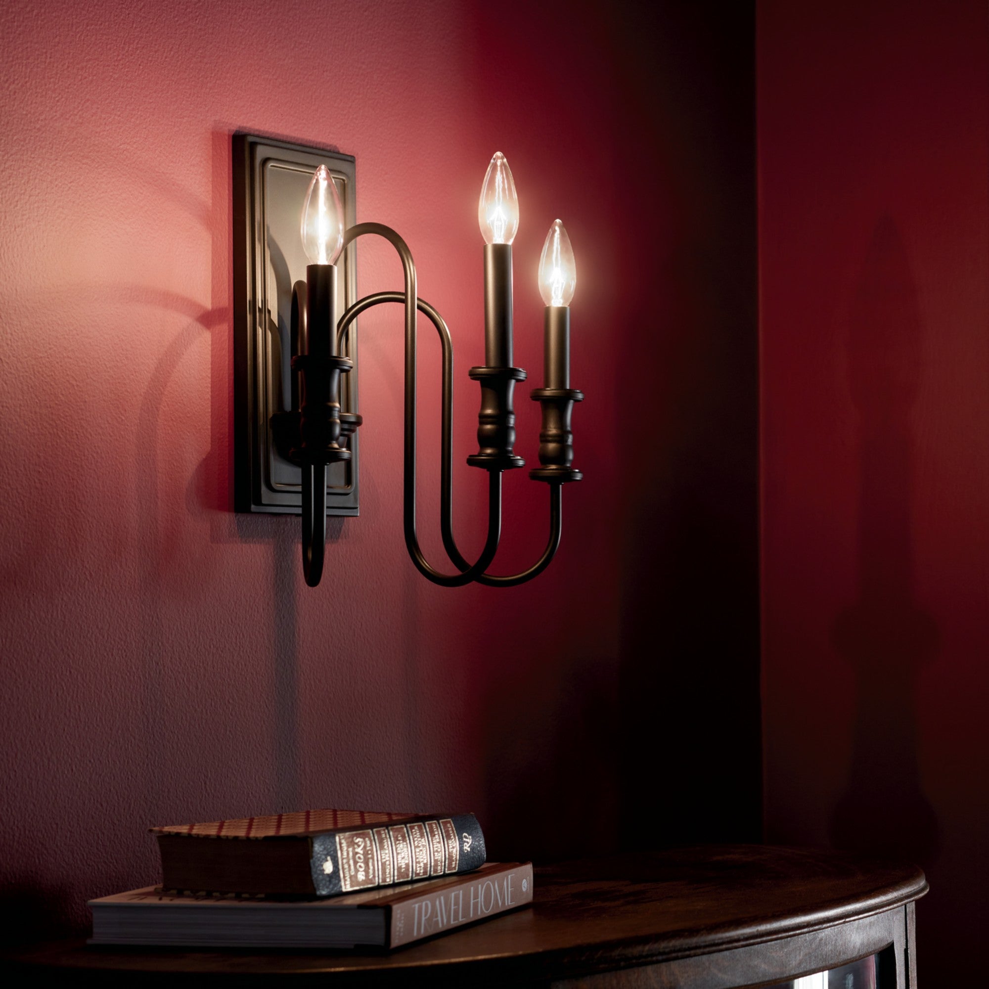 Karthe 15 in. 3 Lights Armed Sconce Black finish