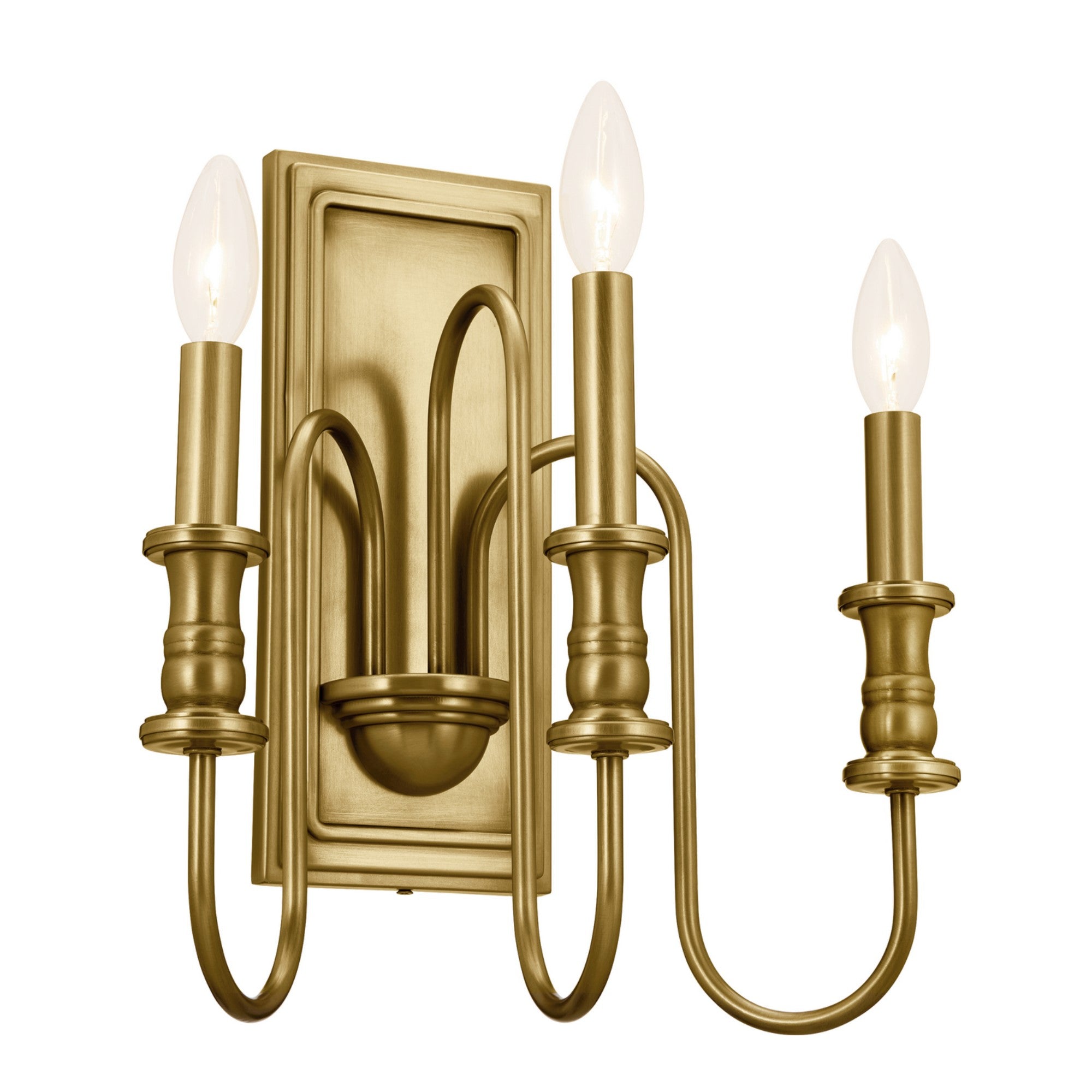 Karthe 13" 3-Light Wall Sconce, Natural Brass Finish - Bees Lighting