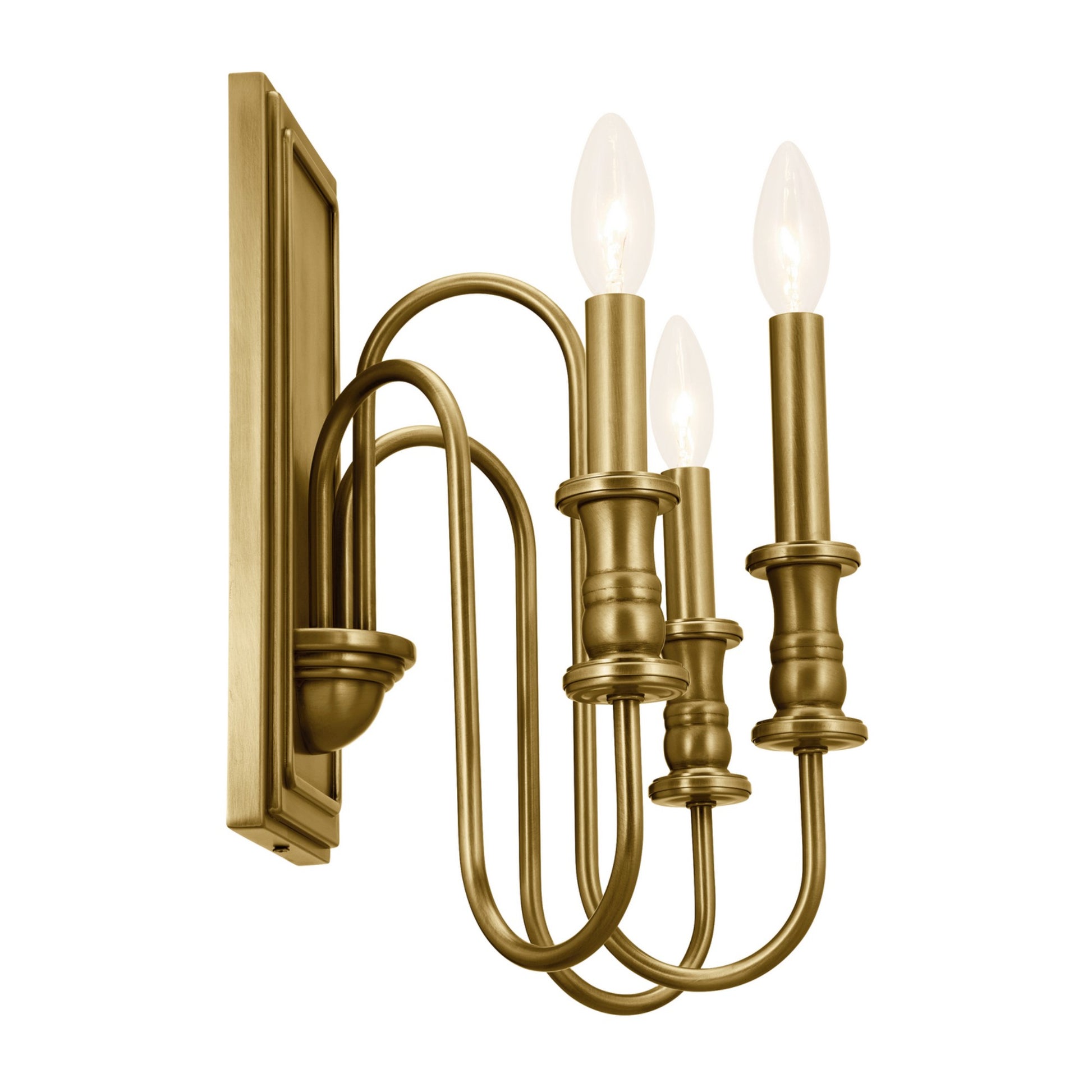 Karthe 13" 3-Light Wall Sconce, Natural Brass Finish - Bees Lighting
