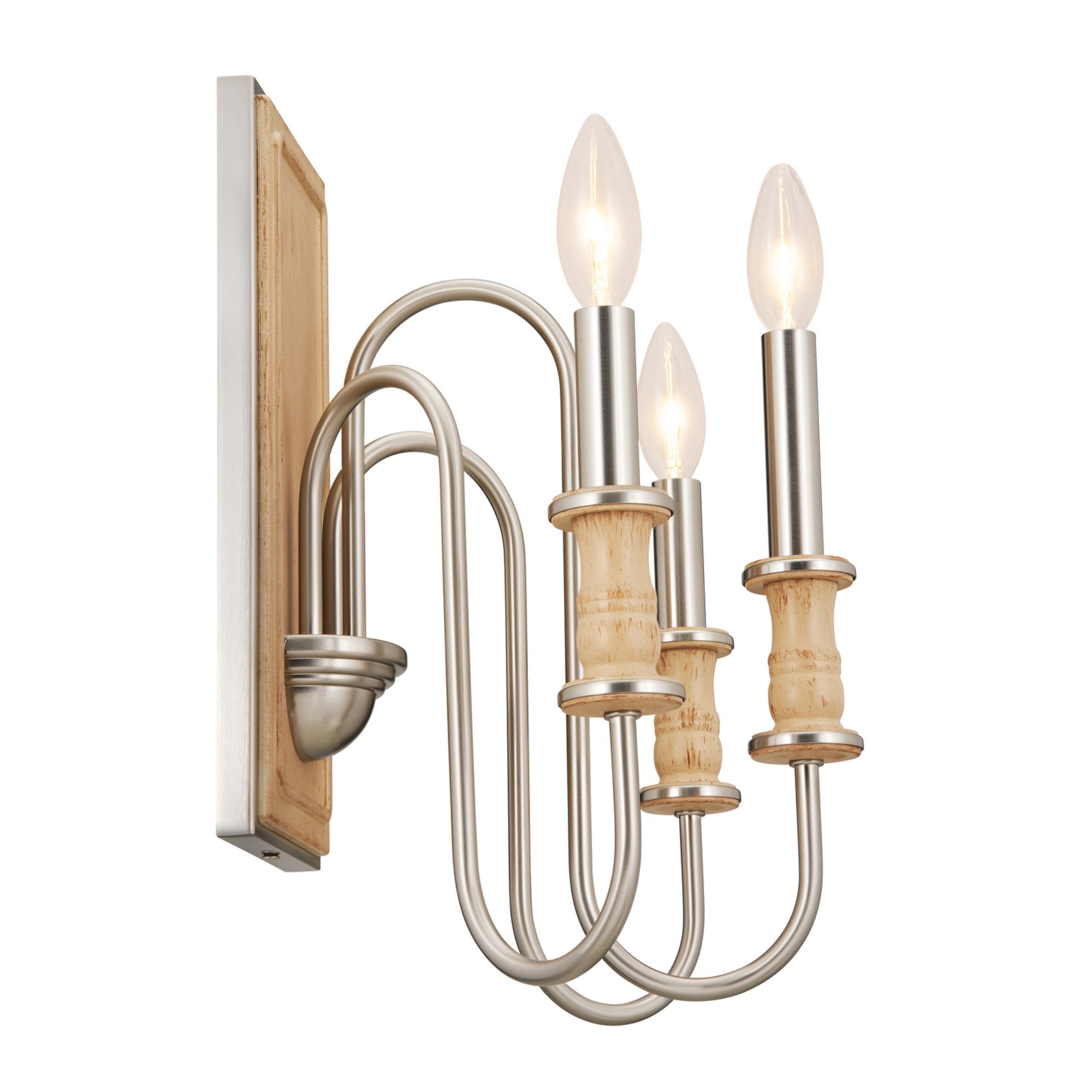 Karthe 13" 3-Light Wall Sconce, Brushed Nickel Finish - Bees Lighting