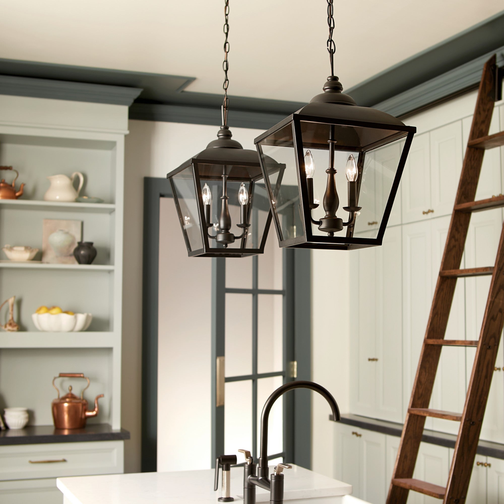 Dame 13" 2-Light Pendant, Textured Black Finish - Bees Lighting