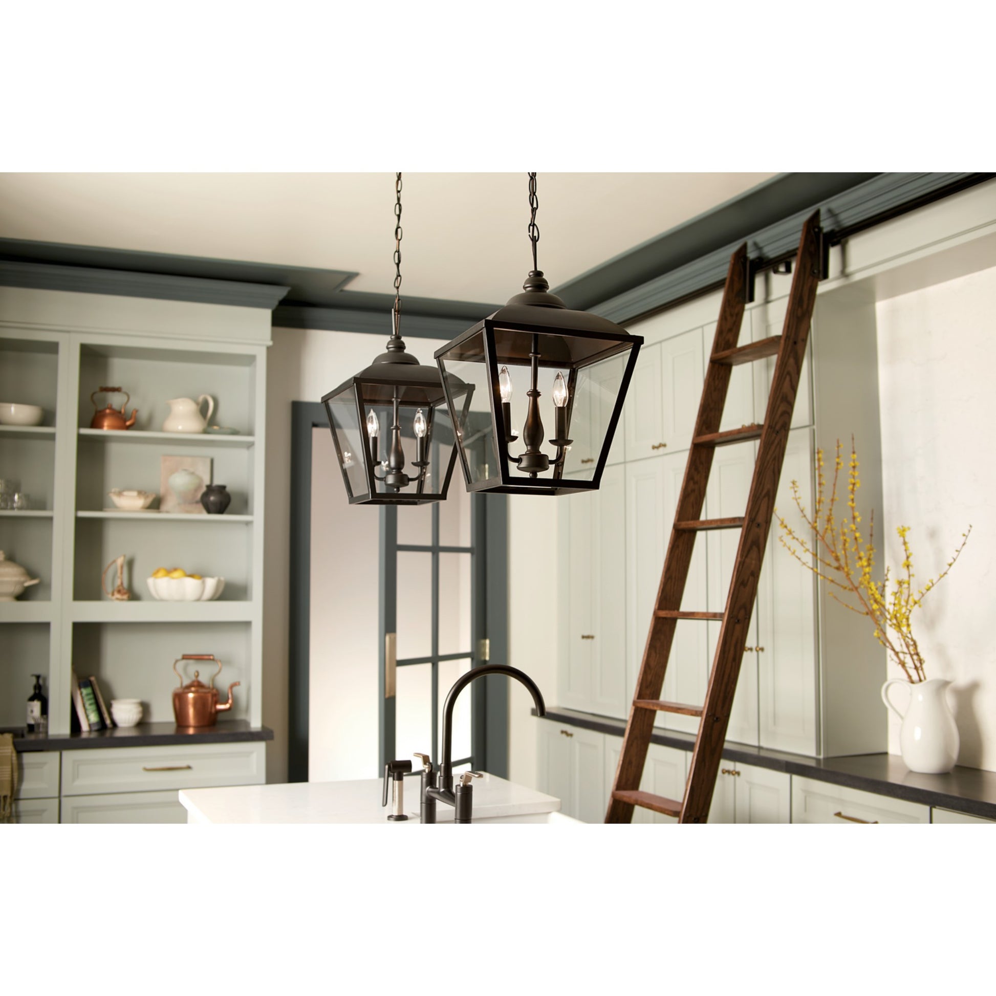 Dame 13" 2-Light Pendant, Textured Black Finish - Bees Lighting