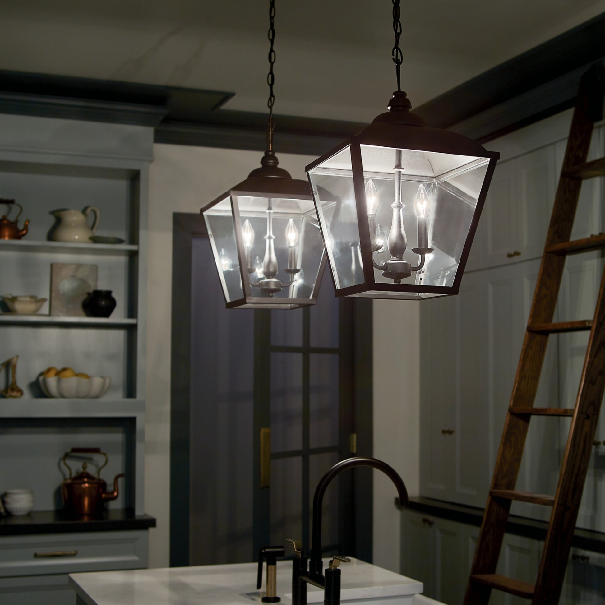 Dame 13" 2-Light Pendant, Textured Black Finish - Bees Lighting