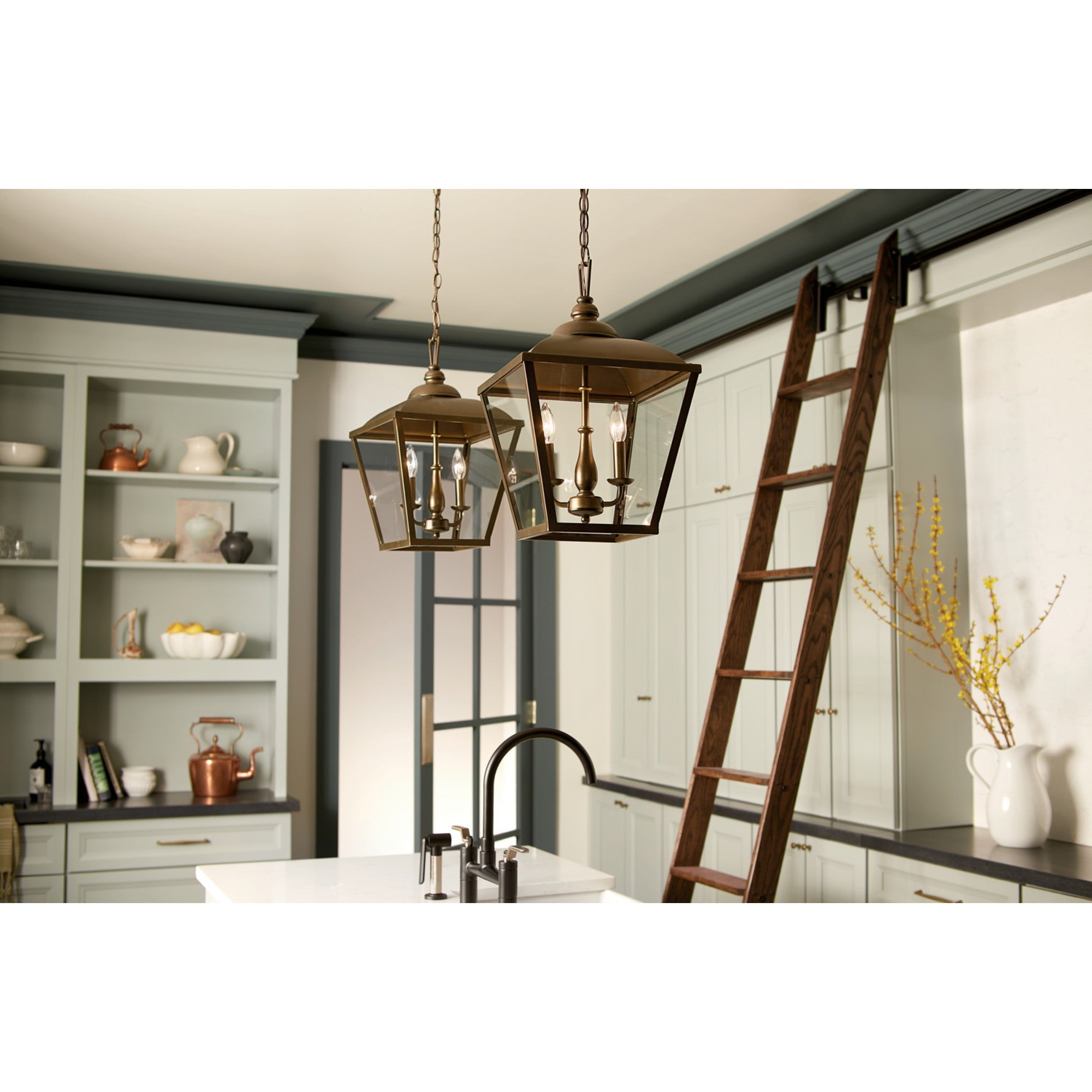Dame 13" 2-Light Pendant, Character Bronze Finish - Bees Lighting