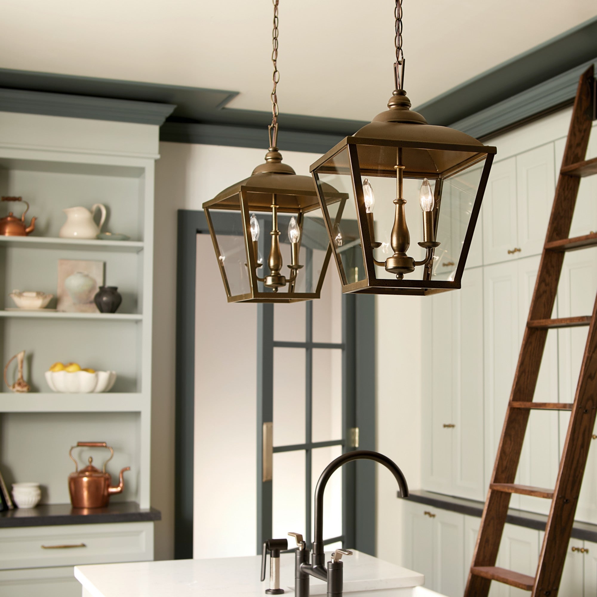 Dame 13" 2-Light Pendant, Character Bronze Finish - Bees Lighting