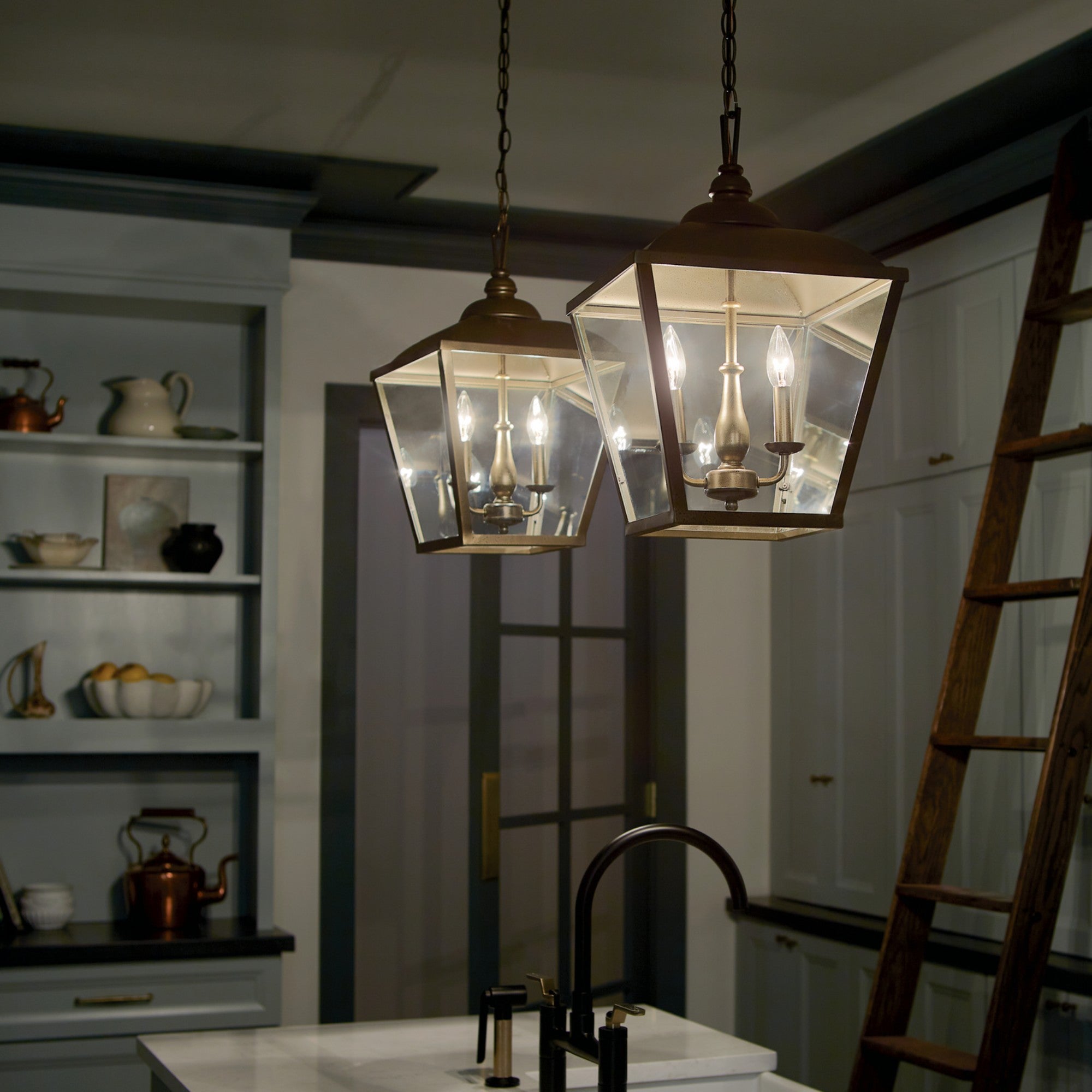 Dame 13" 2-Light Pendant, Character Bronze Finish - Bees Lighting