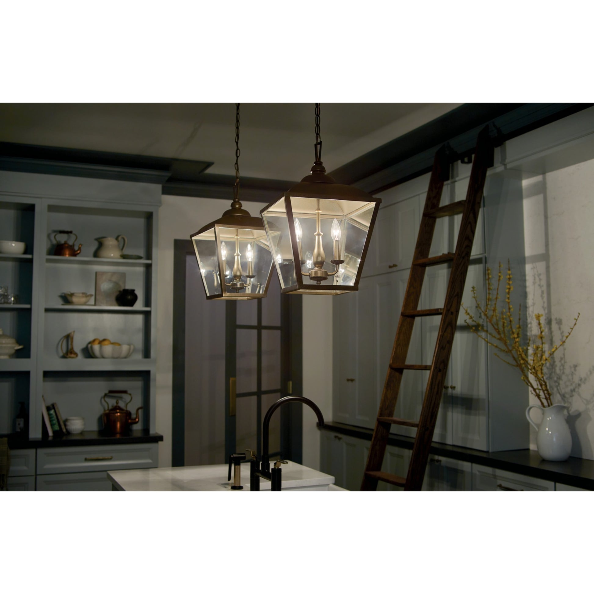 Dame 13" 2-Light Pendant, Character Bronze Finish - Bees Lighting