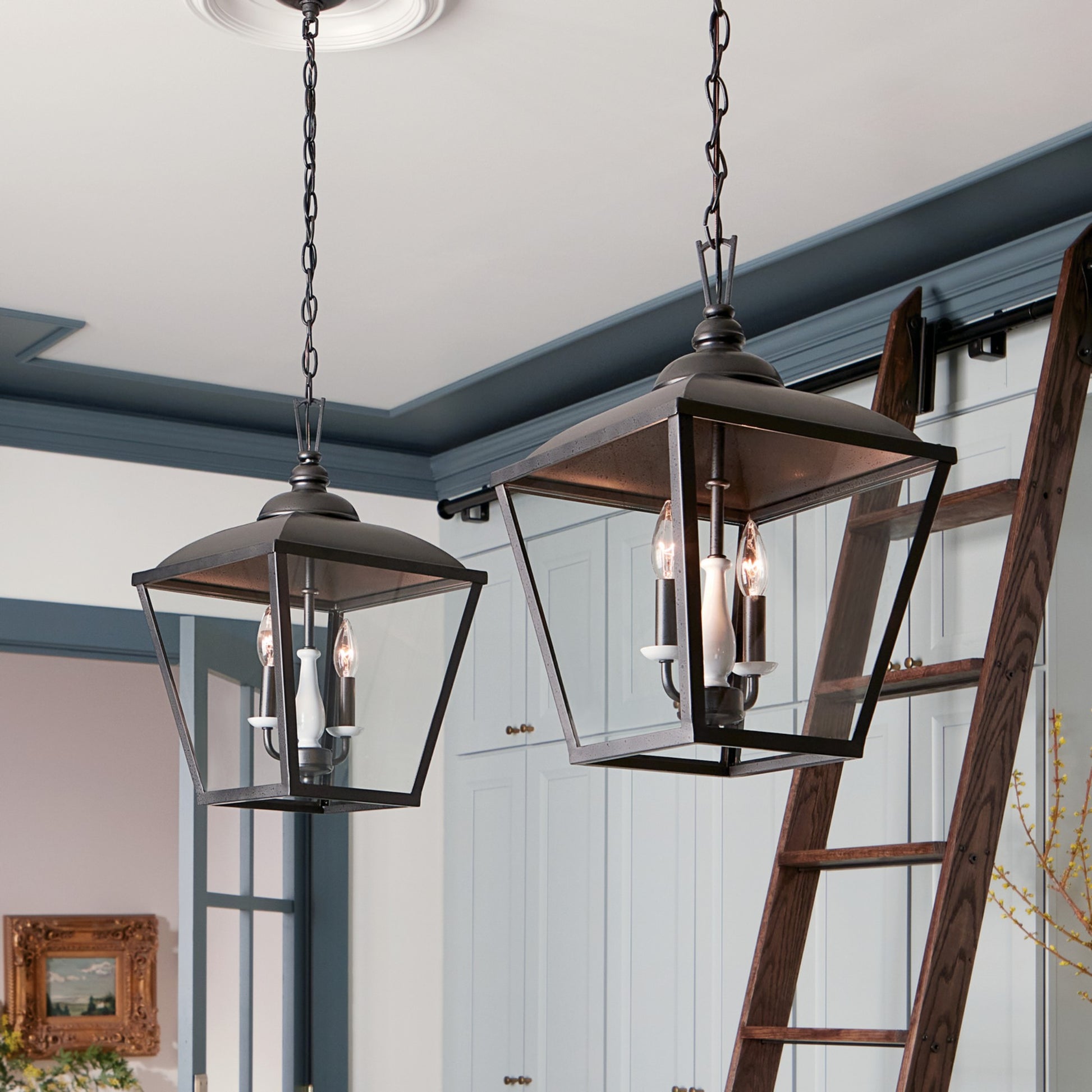 Dame 13" 2-Light Pendant, Anvil Iron Finish - Bees Lighting