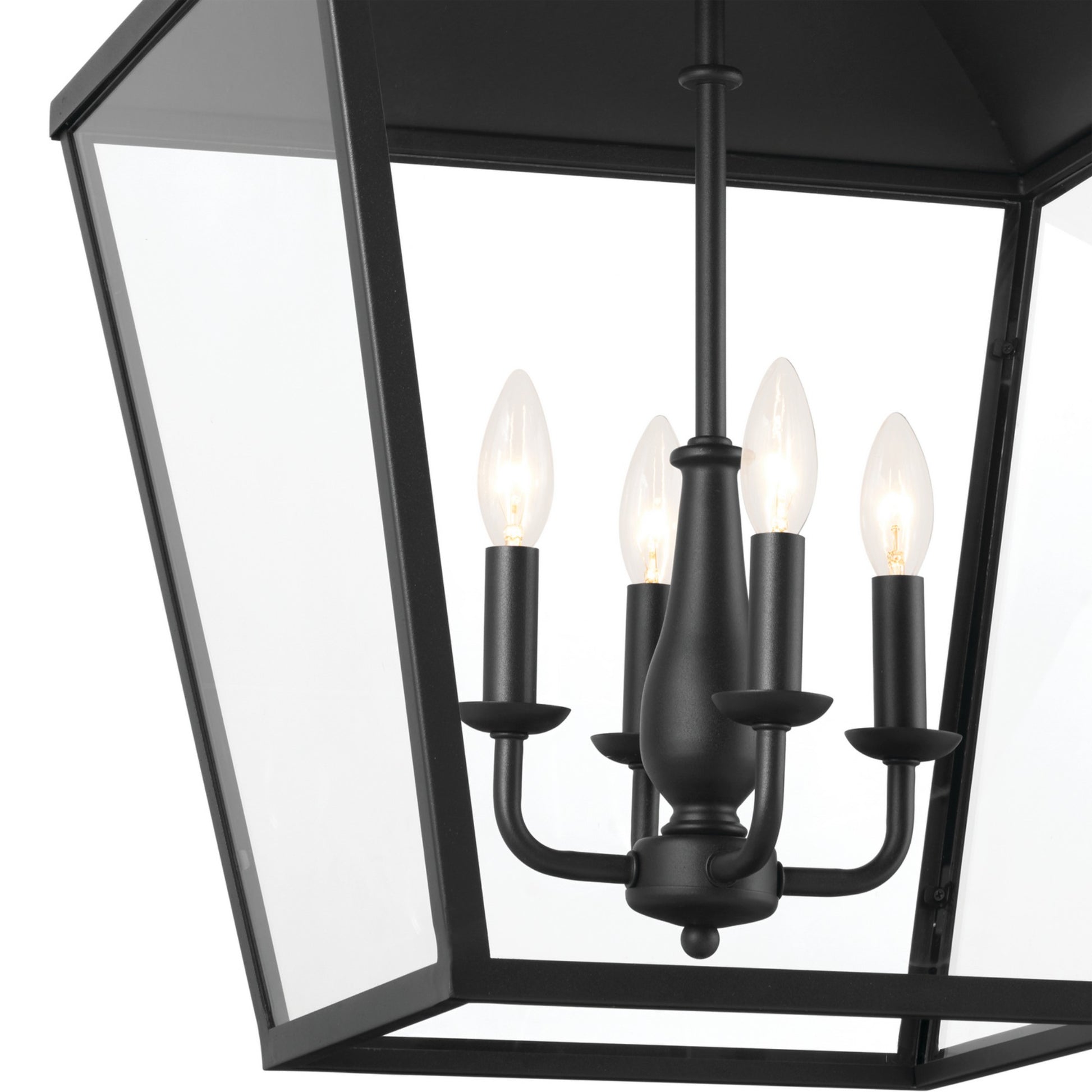Dame 19" 4-Light Foyer Pendant, Textured Black Finish - Bees Lighting