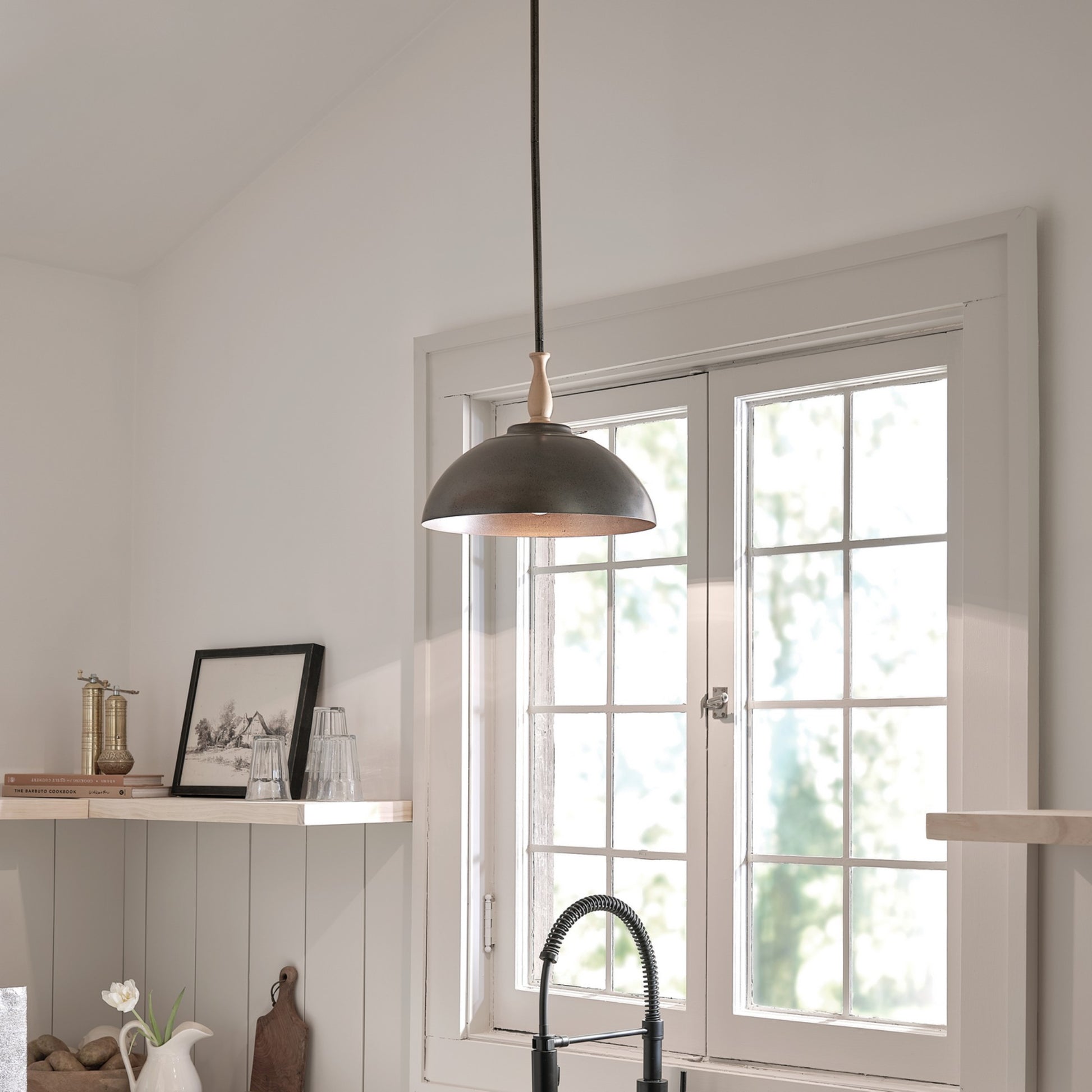Fira 14" Pendant, Anvil Iron Finish - Bees Lighting