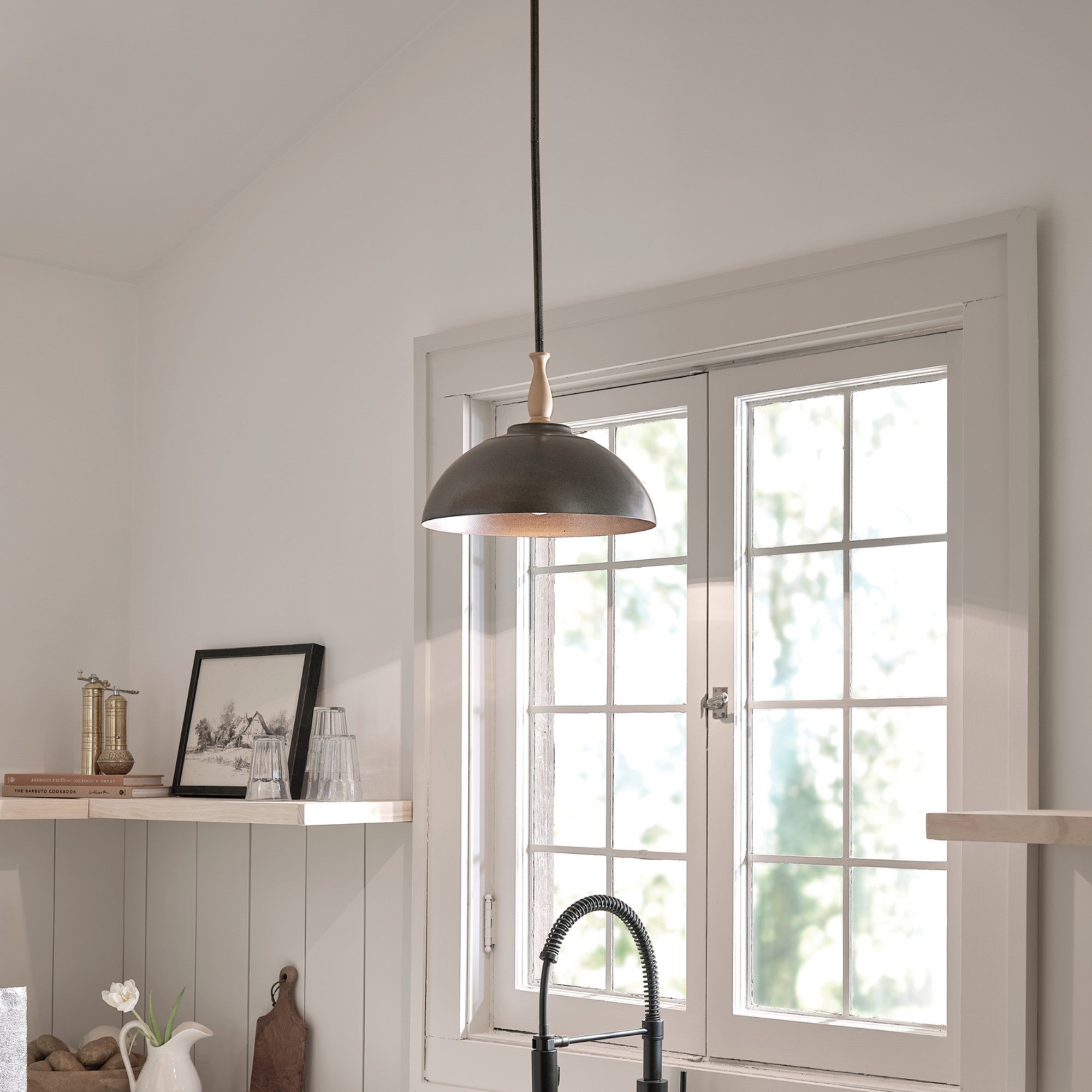 Fira 14" Pendant, Anvil Iron Finish - Bees Lighting