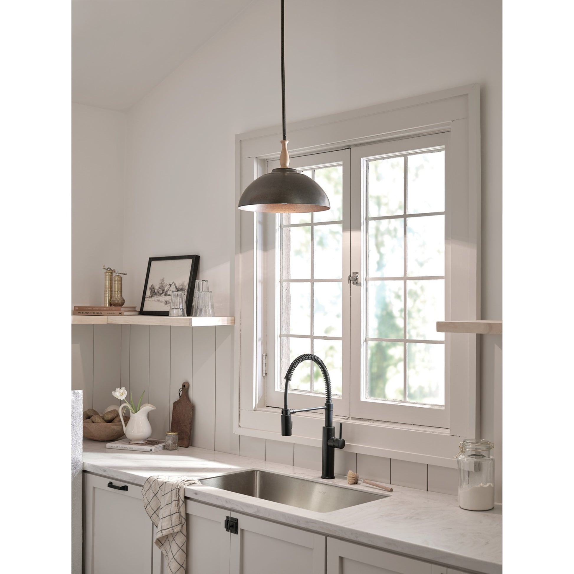 Fira 14" Pendant, Anvil Iron Finish - Bees Lighting
