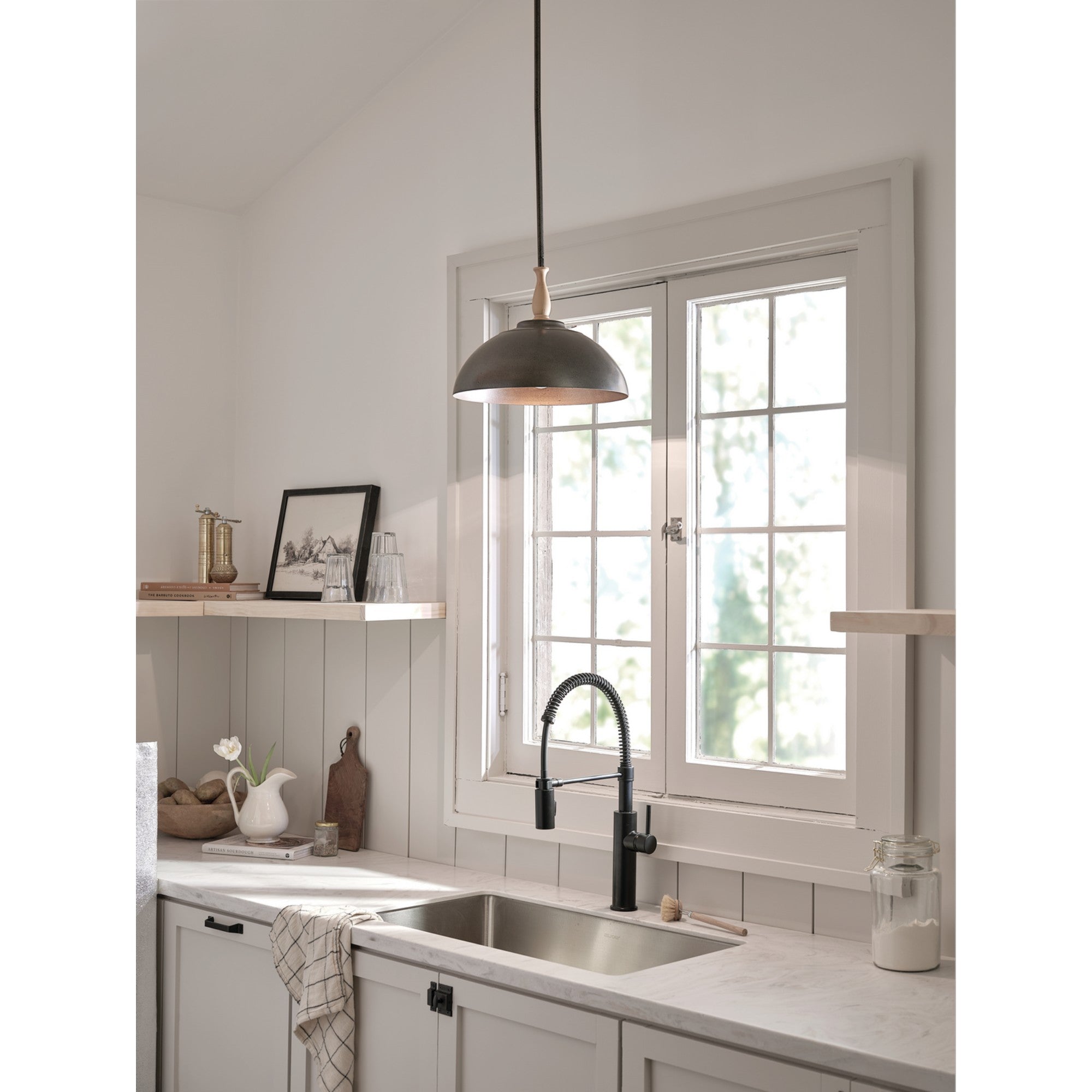 Fira 14" Pendant, Anvil Iron Finish - Bees Lighting