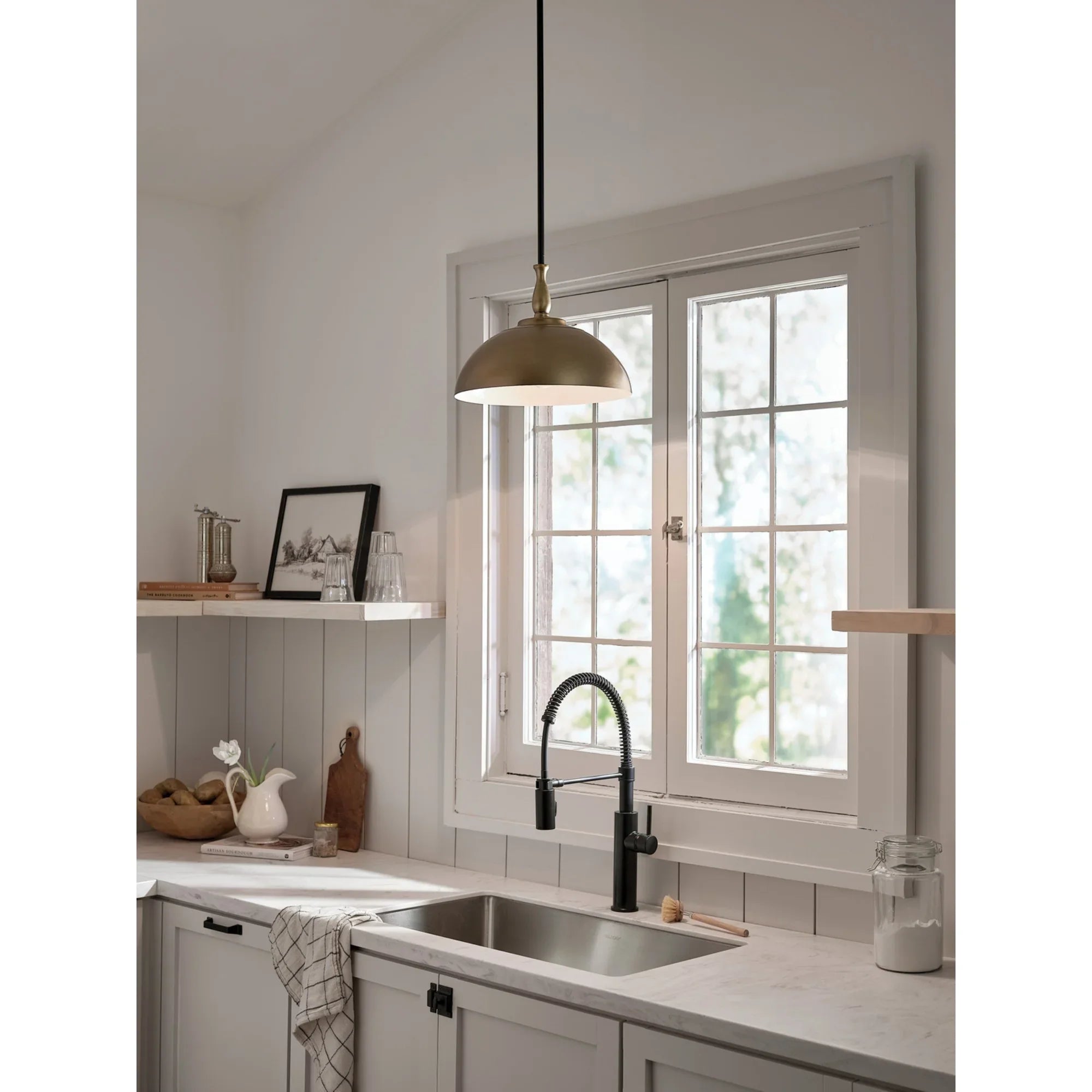 Fira 14" Pendant, Natural Brass Finish - Bees Lighting