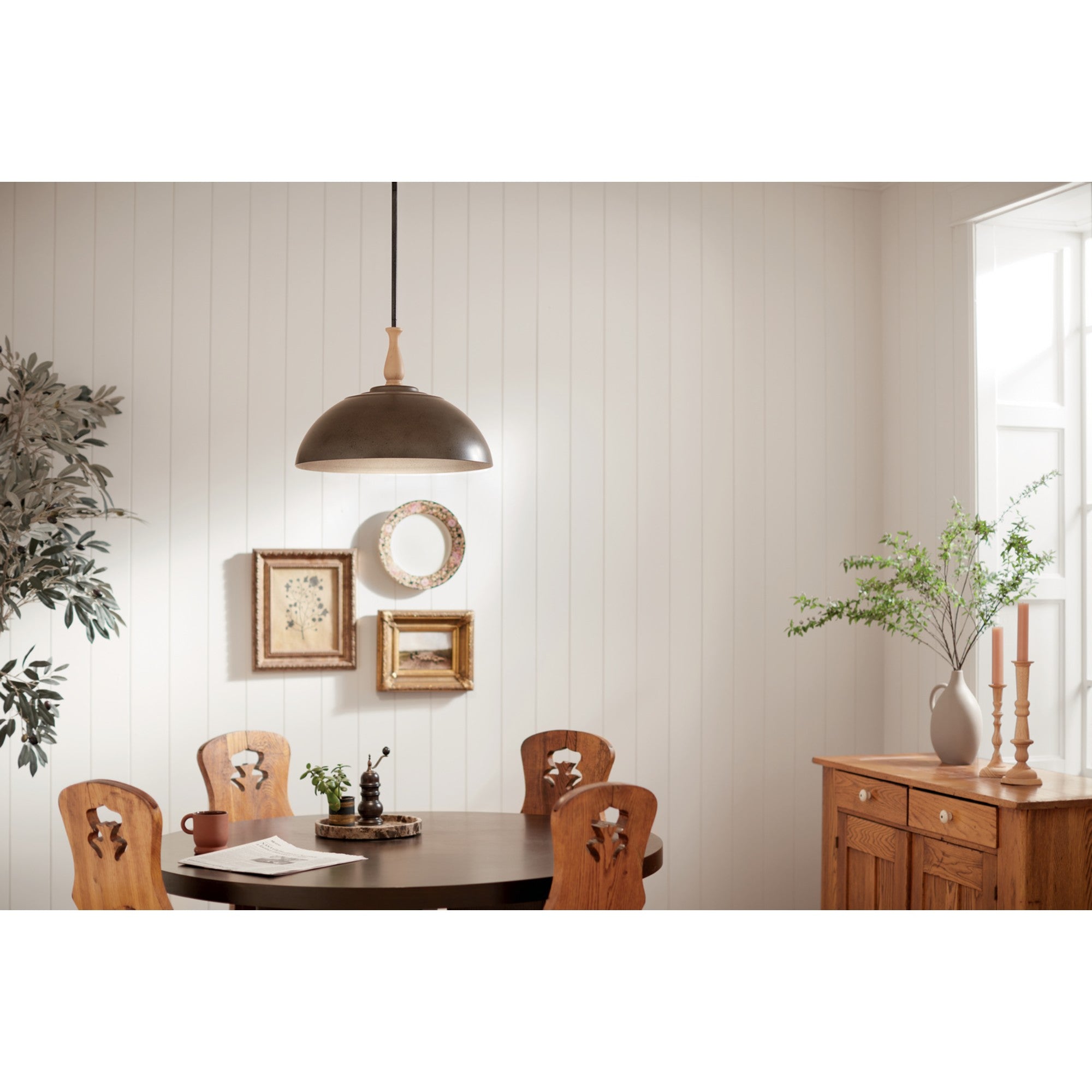 Fira 18" Pendant, Anvil Iron Finish - Bees Lighting