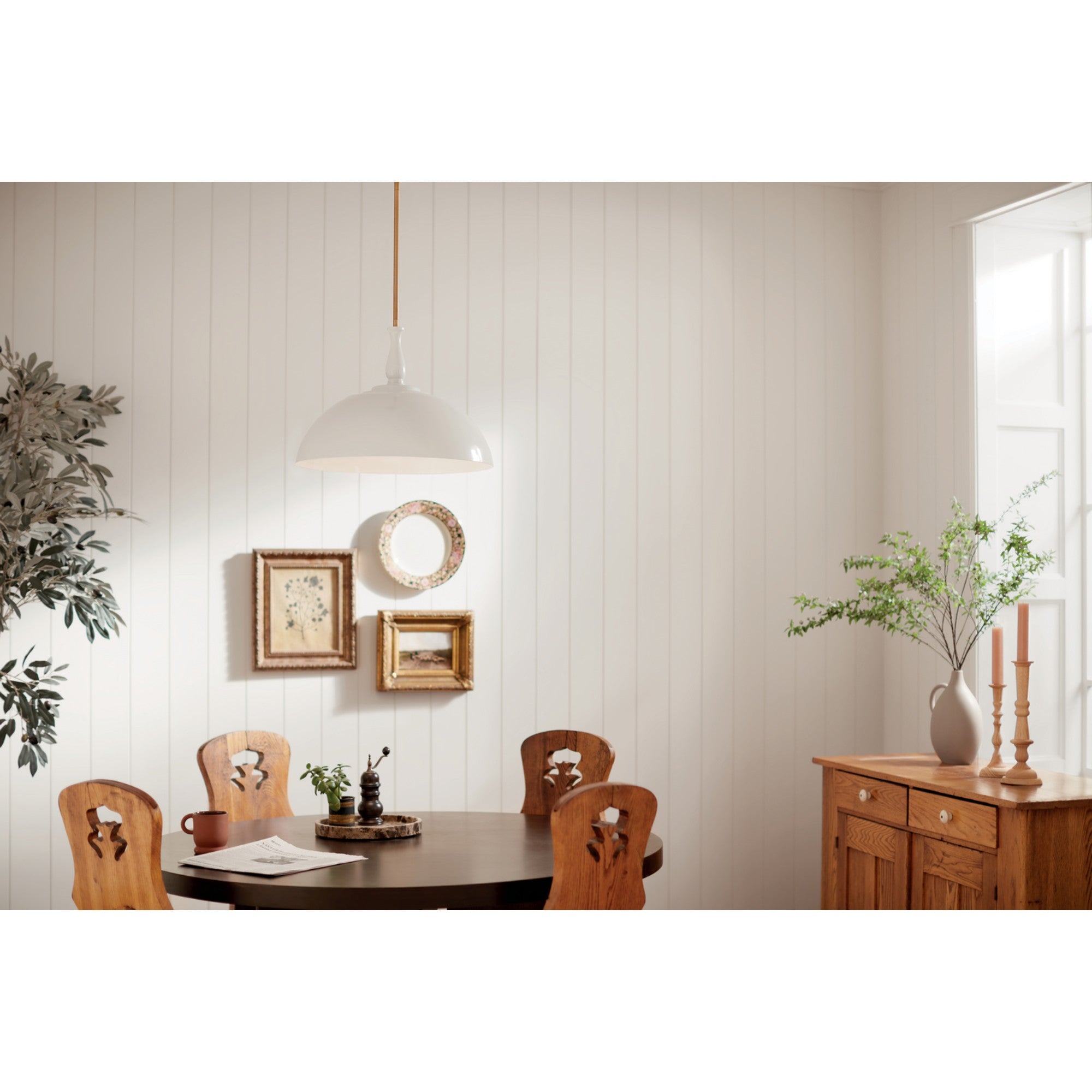 Fira 18" Pendant, White Finish - Bees Lighting