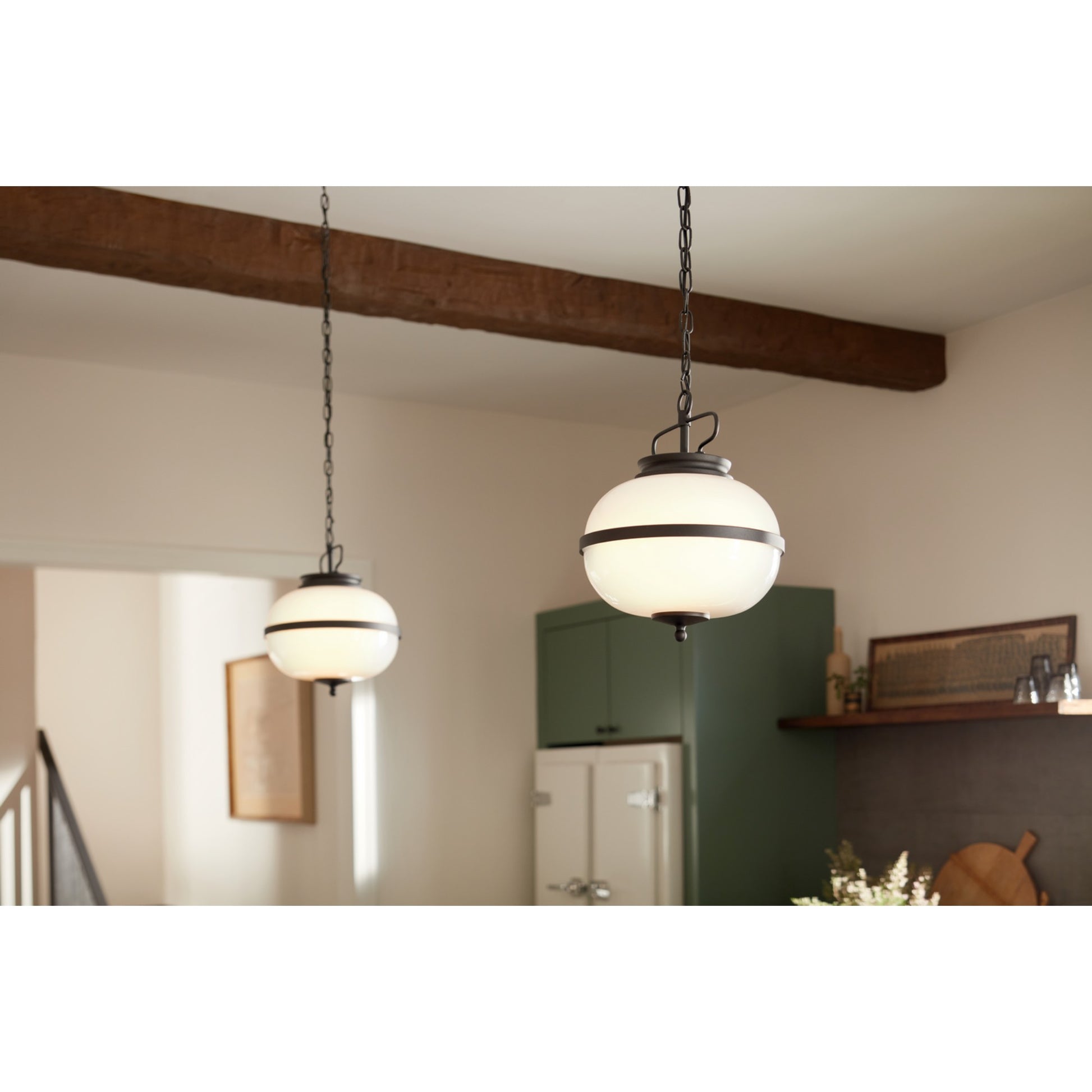 Opal 12" 2-Light Pendant, Textured Black Finish - Bees Lighting