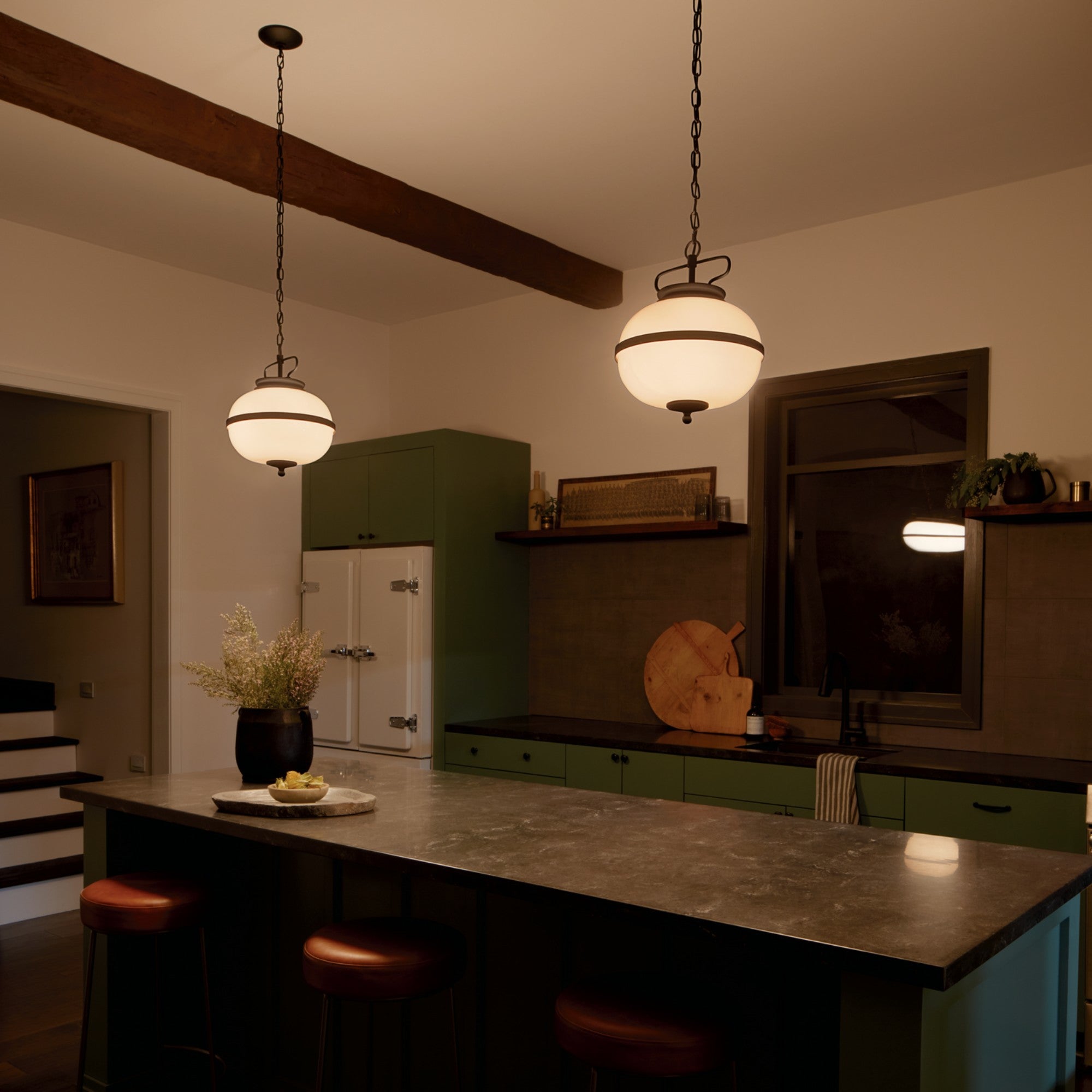 Opal 12" 2-Light Pendant, Textured Black Finish - Bees Lighting