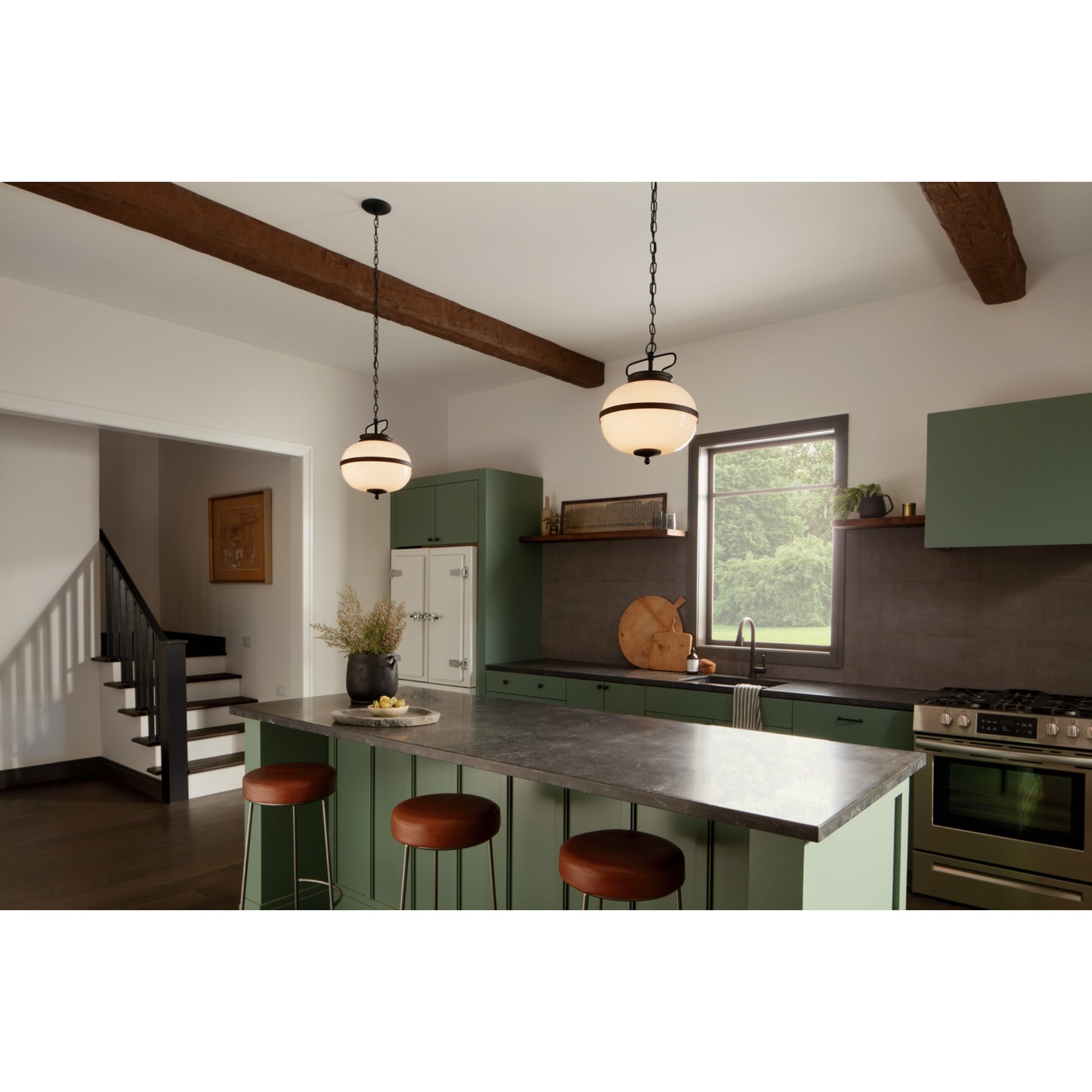 Opal 12" 2-Light Pendant, Textured Black Finish - Bees Lighting