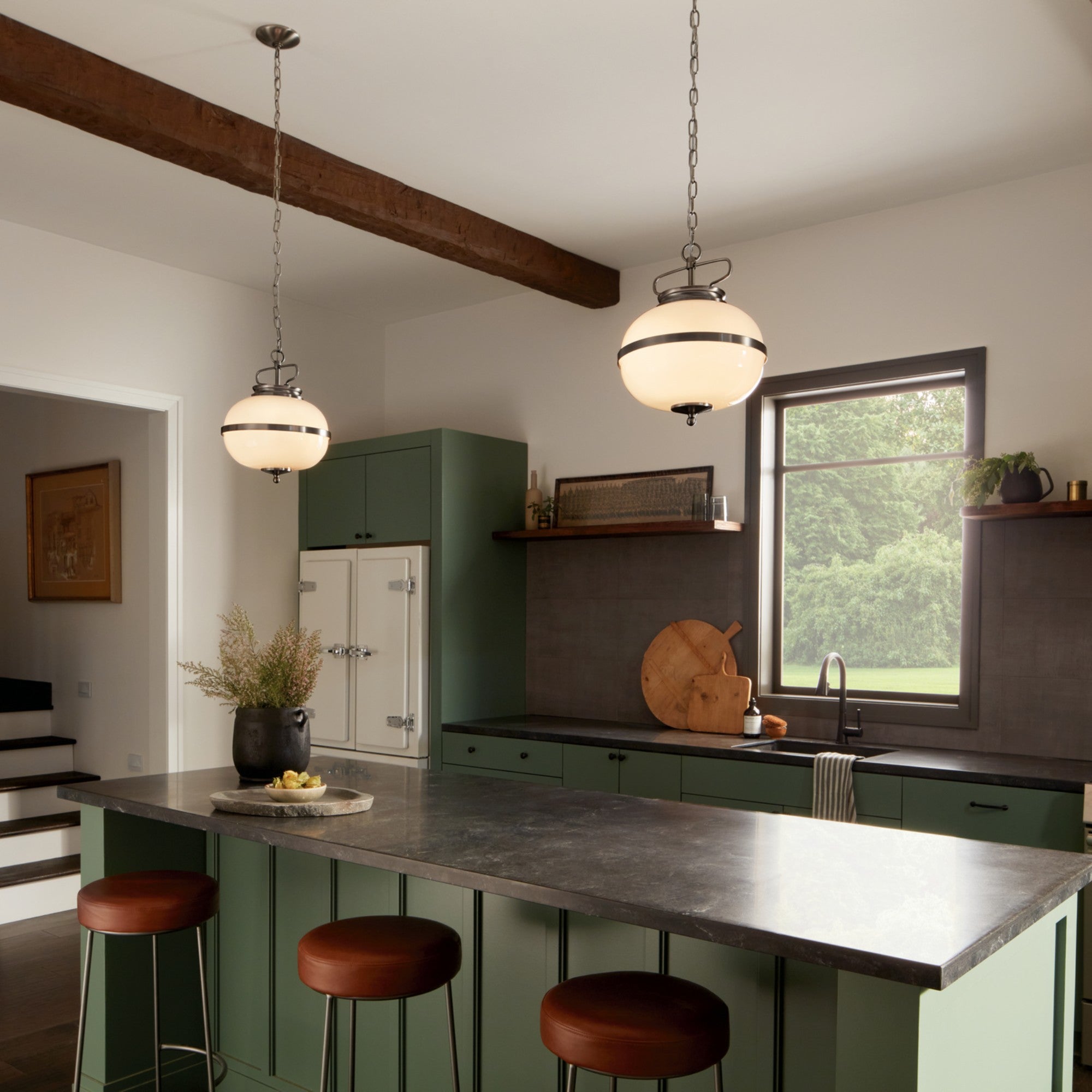 Opal 12" 2-Light Pendant, Classic Pewter Finish - Bees Lighting