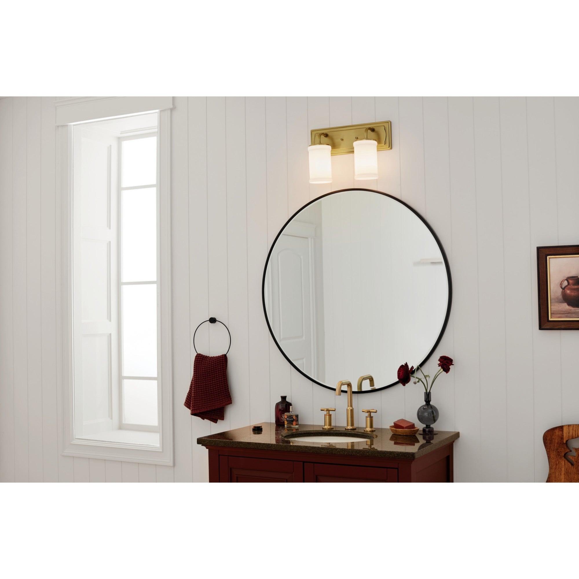 Vetivene 15" 2-Light Bath Vanity Light, Natural Brass Finish - Bees Lighting