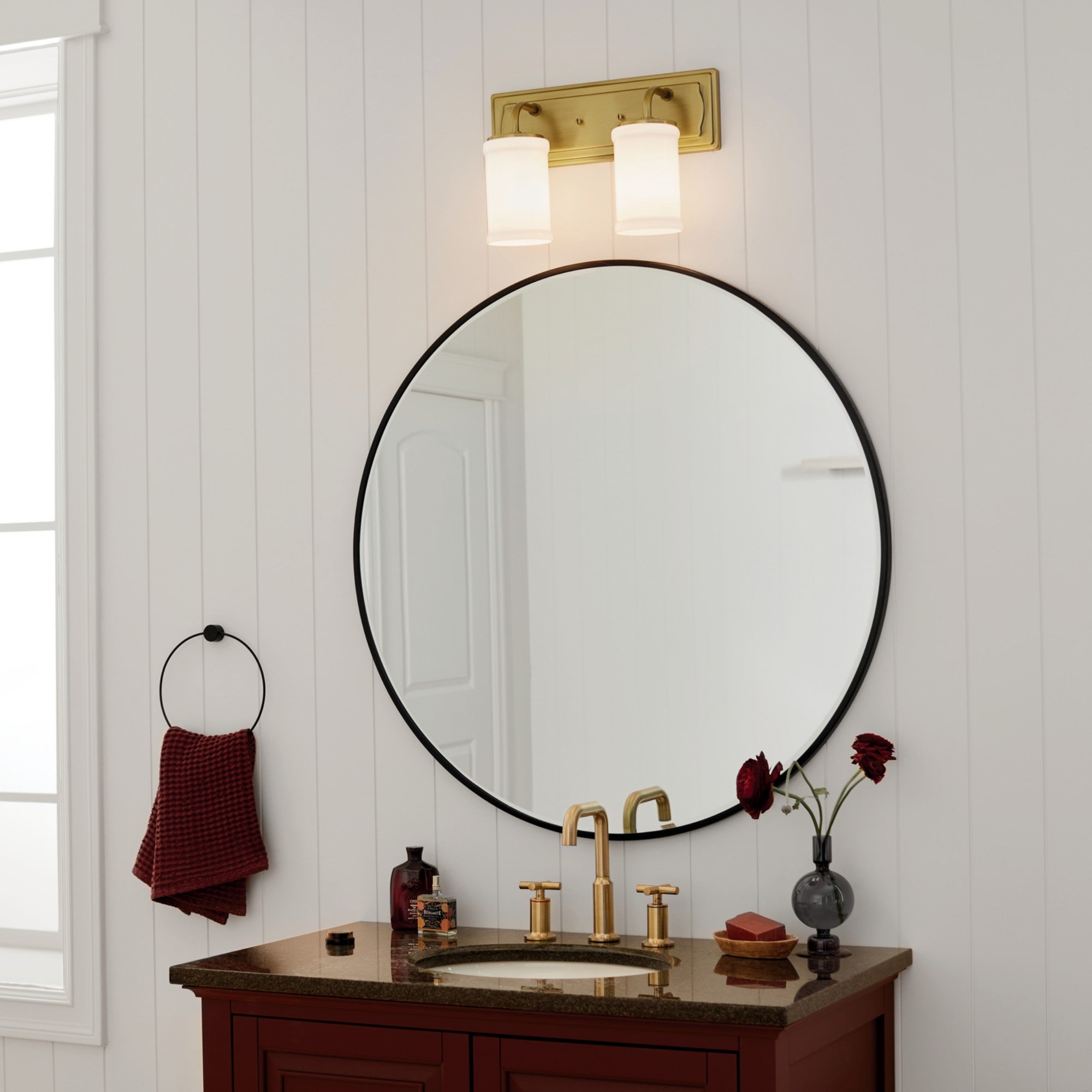 Vetivene 15" 2-Light Bath Vanity Light, Natural Brass Finish - Bees Lighting