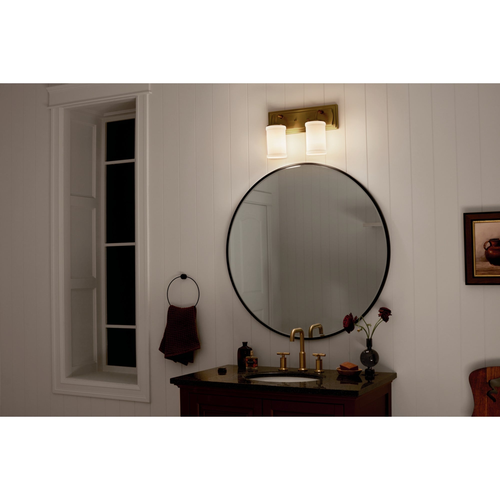 Vetivene 15" 2-Light Bath Vanity Light, Natural Brass Finish - Bees Lighting