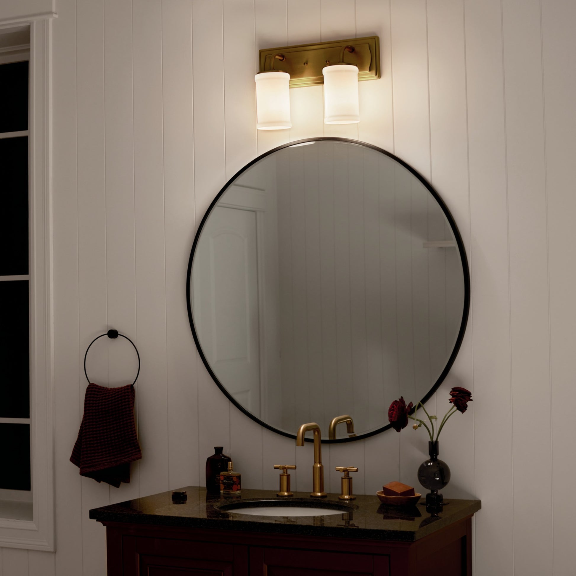 Vetivene 15" 2-Light Bath Vanity Light, Natural Brass Finish - Bees Lighting