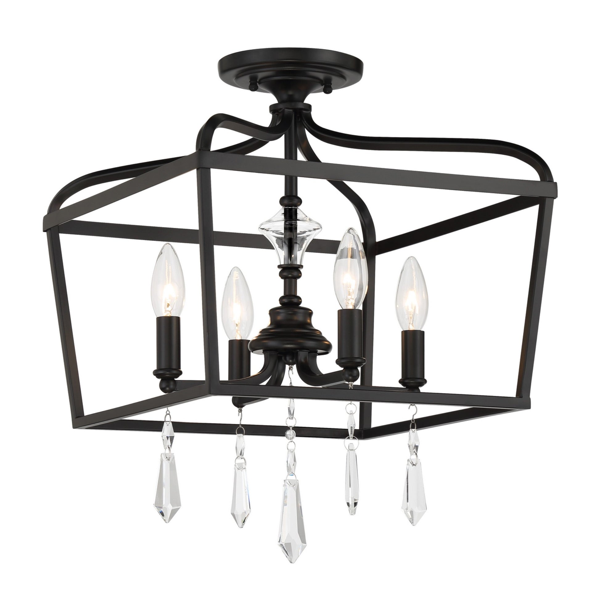 Laurel Estate 21" 4-Light Foyer Semi-Flush Mount, Coal Finish - Bees Lighting