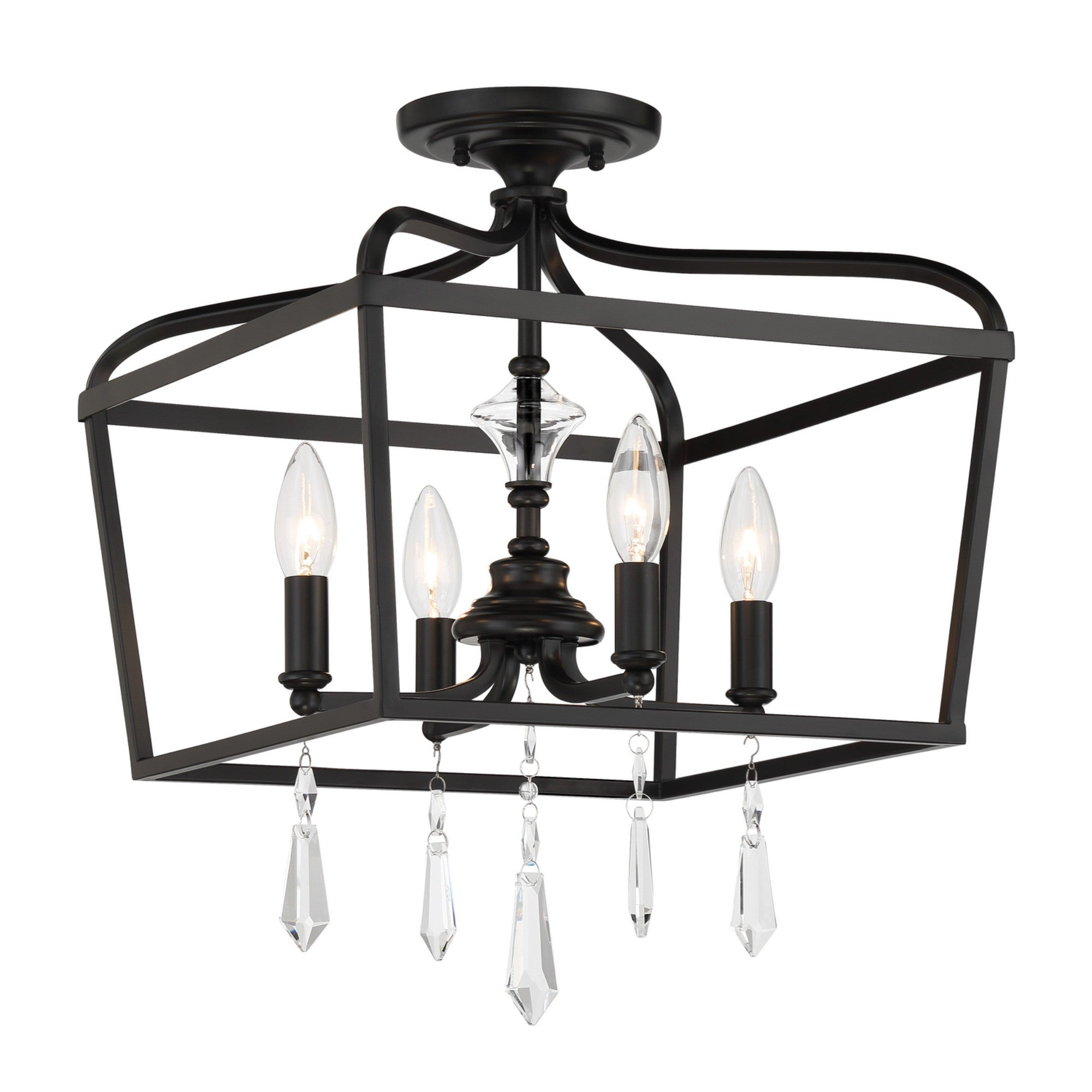 Laurel Estate 21" 4-Light Foyer Semi-Flush Mount, Coal Finish - Bees Lighting