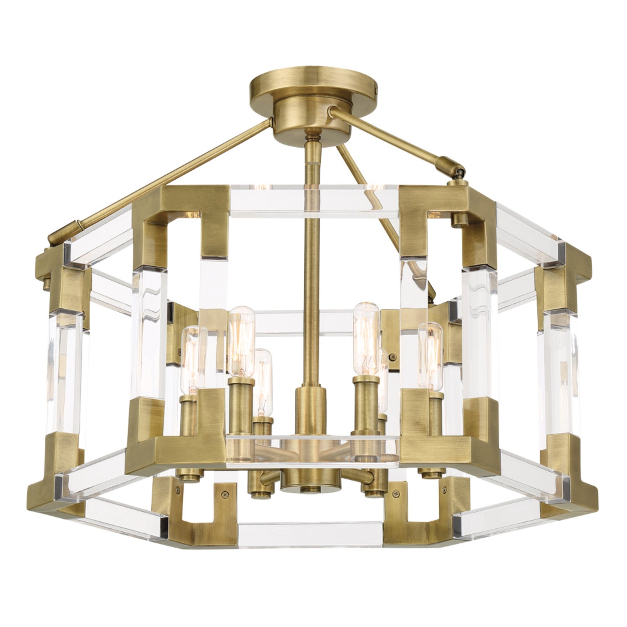 Prima Vista 21" 6-Light Semi Flush / Pendant, Aged Antique Brass Finish - Bees Lighting