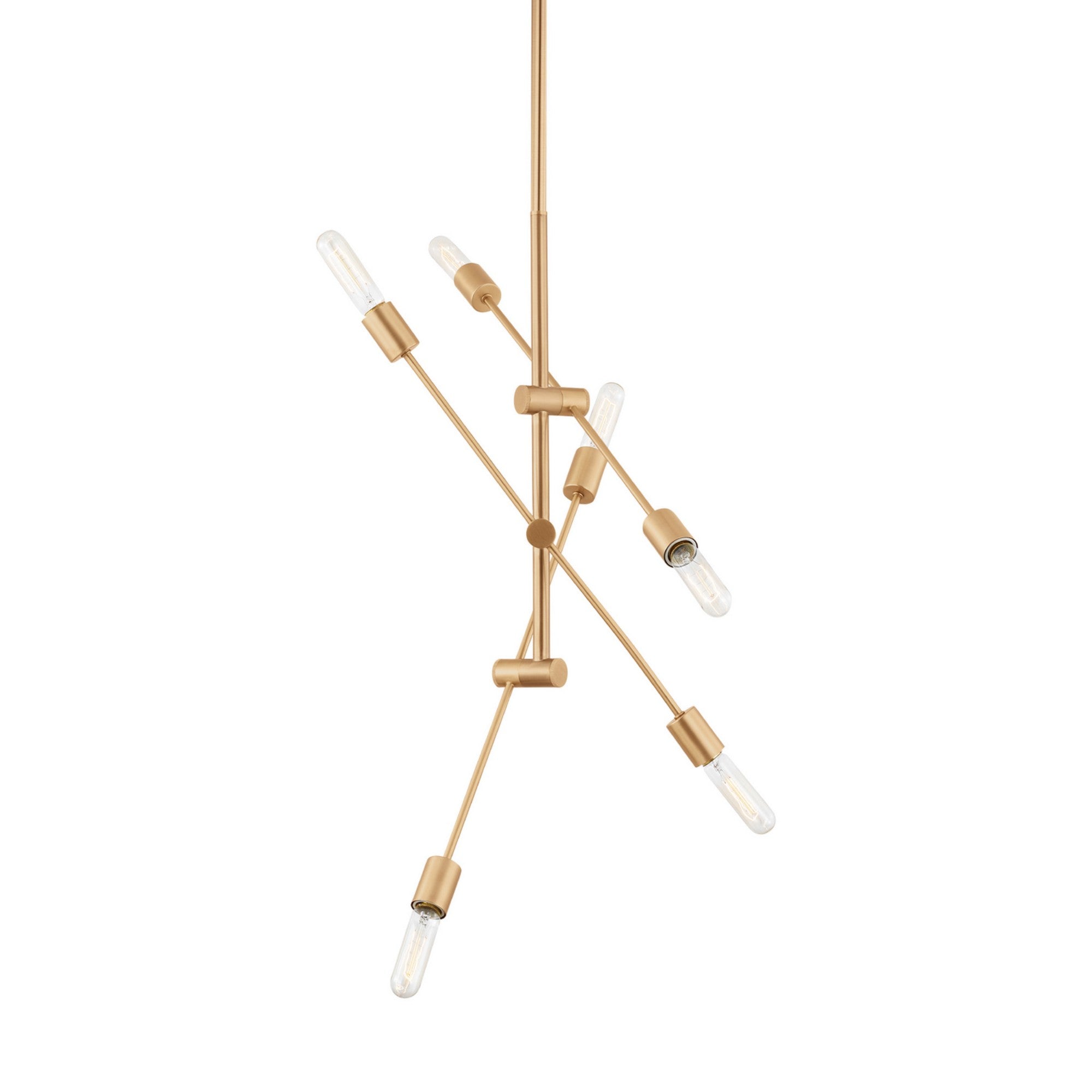 Axis 41" 6-Light Medium Chandelier, Satin Brass Finish - Bees Lighting