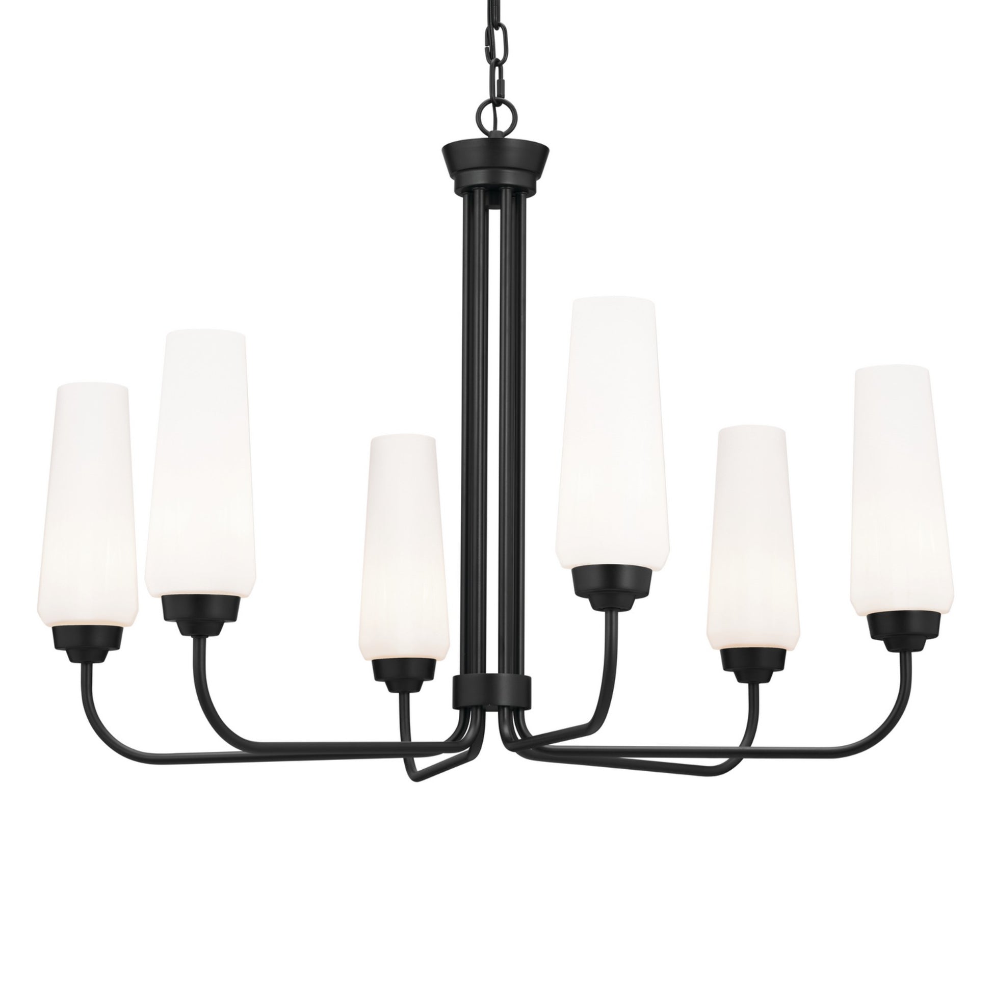 Truby 29" 6-Light Chandelier, Black Finish - Bees Lighting
