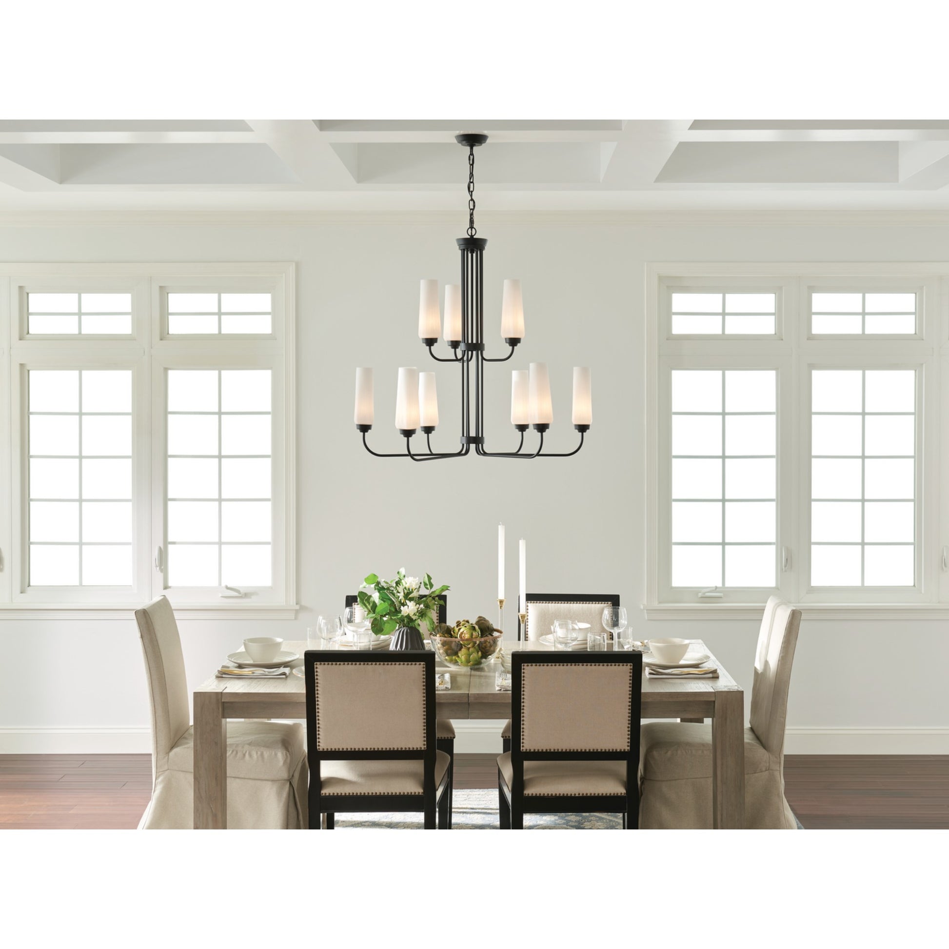Truby 34" 9-Light Chandelier, Black Finish - Bees Lighting