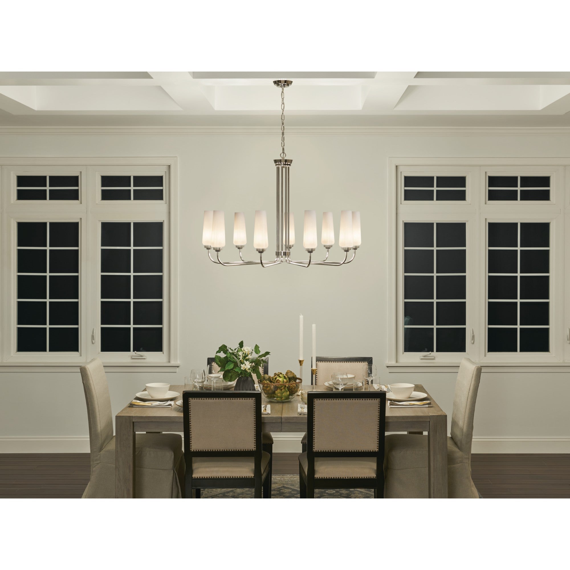 Truby 38" 9-Light Chandelier, Polished Nickel Finish - Bees Lighting