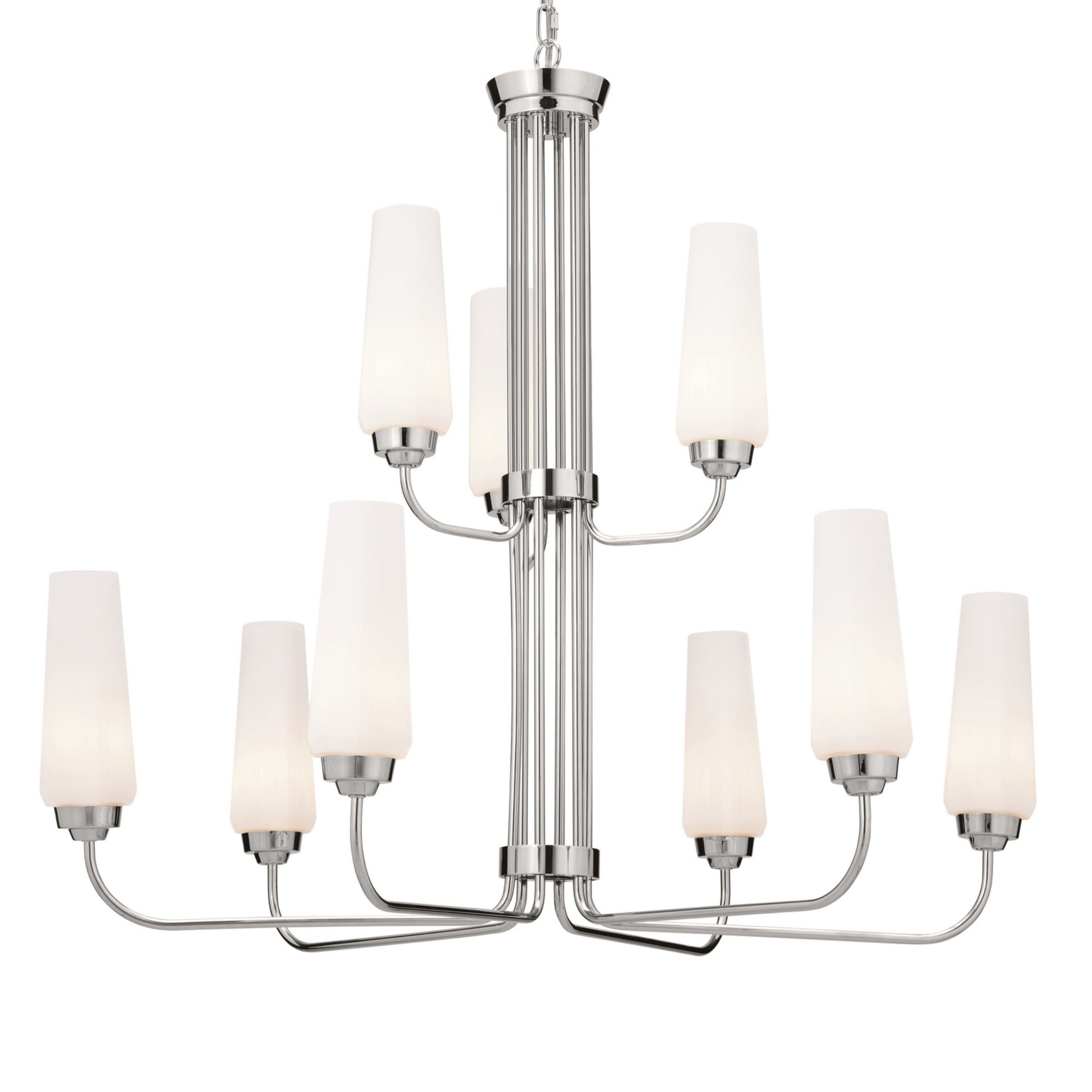 Truby 34" 9-Light Chandelier, Polished Nickel Finish - Bees Lighting