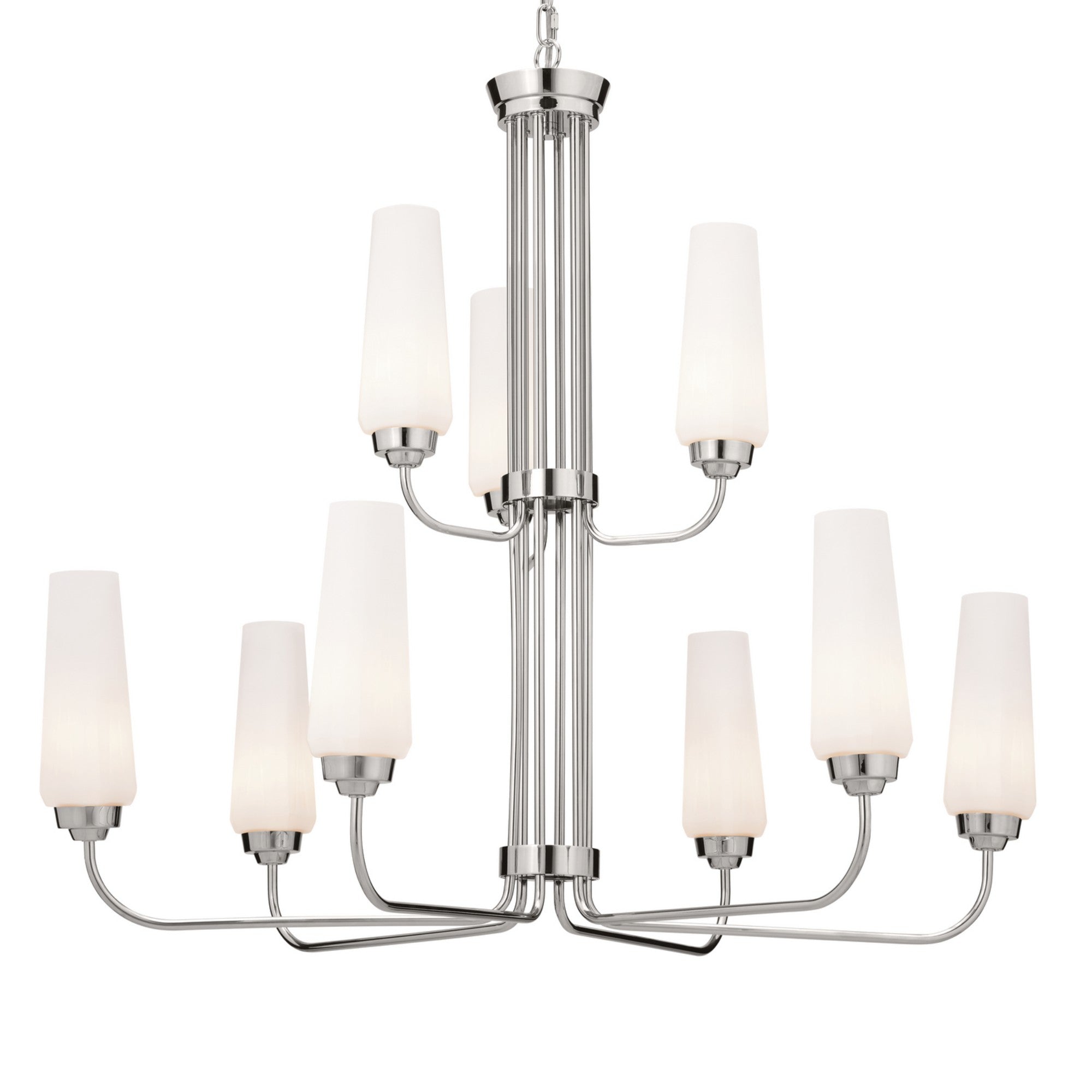 Truby 34" 9-Light Chandelier, Polished Nickel Finish - Bees Lighting