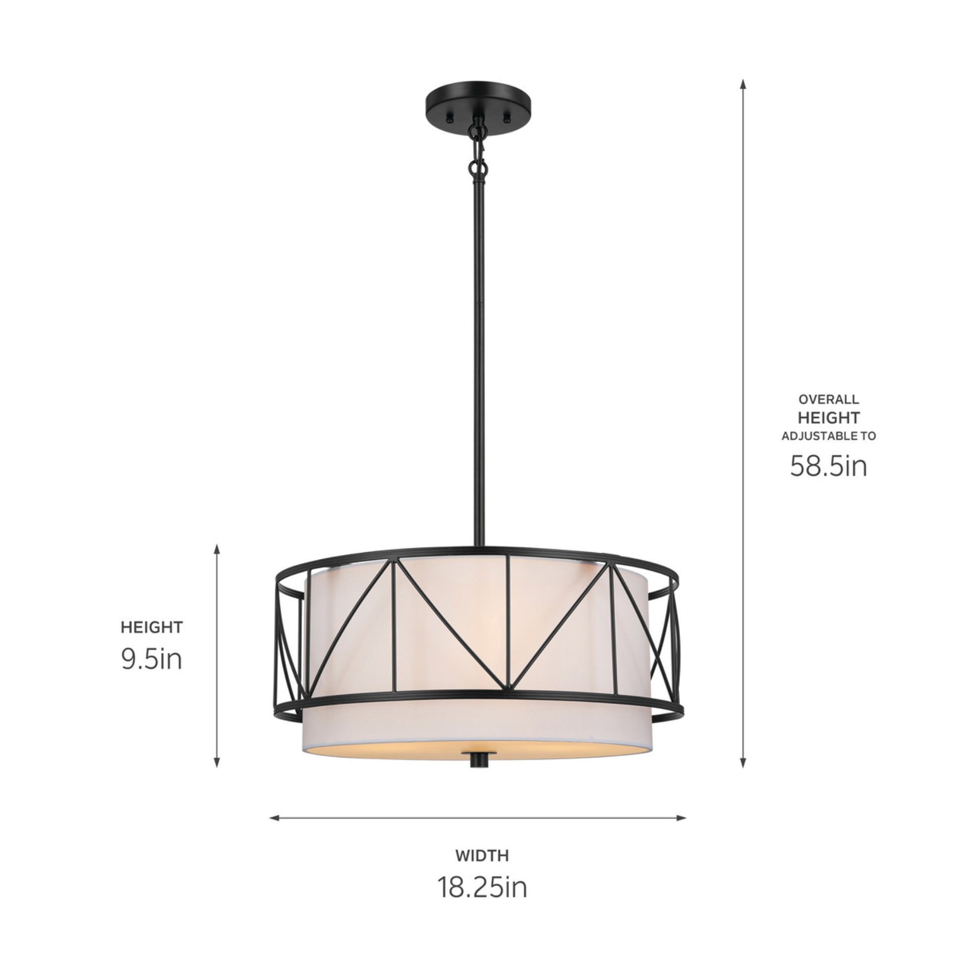 Birkleigh 18" 3-Light Pendant, Black Finish - Bees Lighting