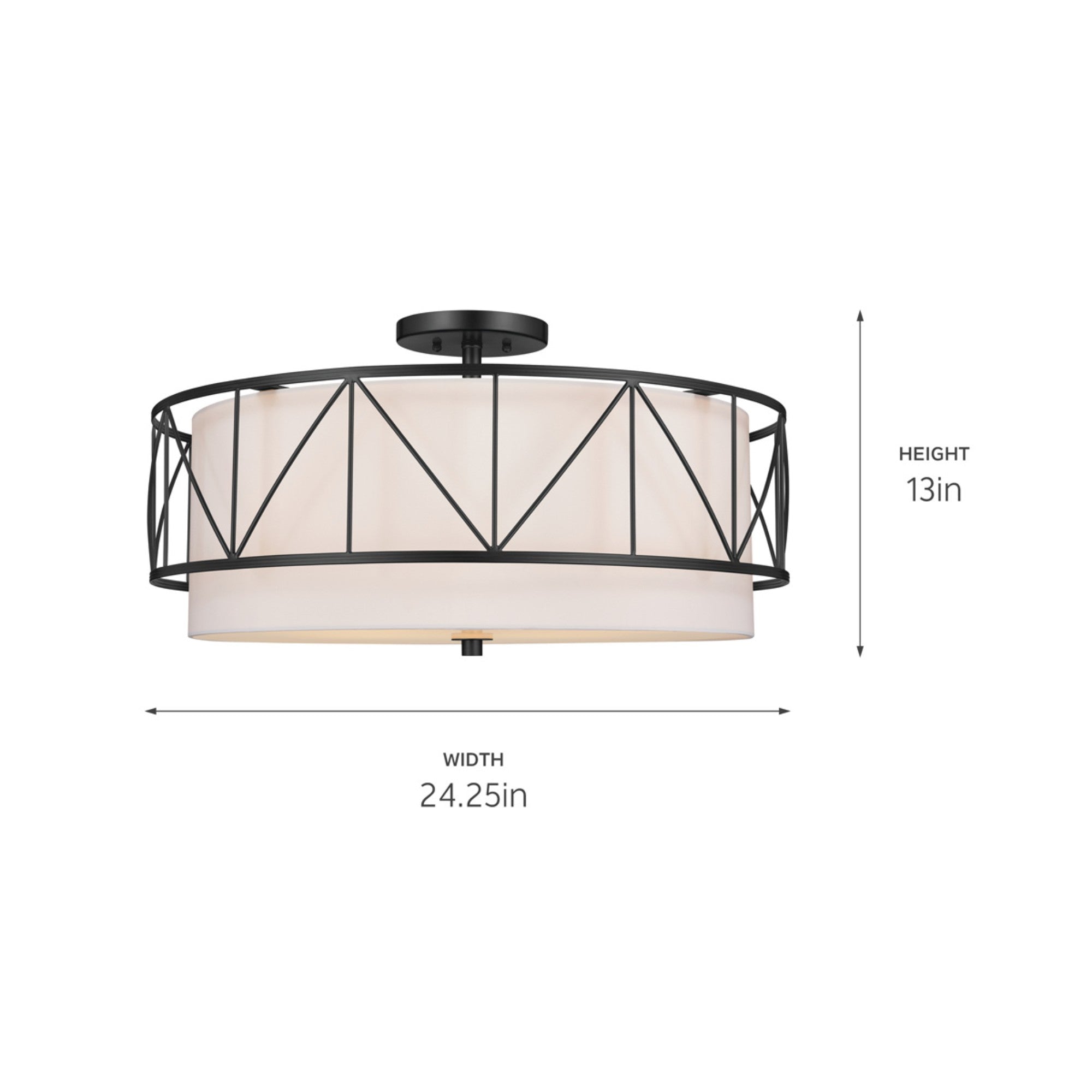 Birkleigh 24" 4-Light Semi-Flush Mount, Black Finish - Bees Lighting