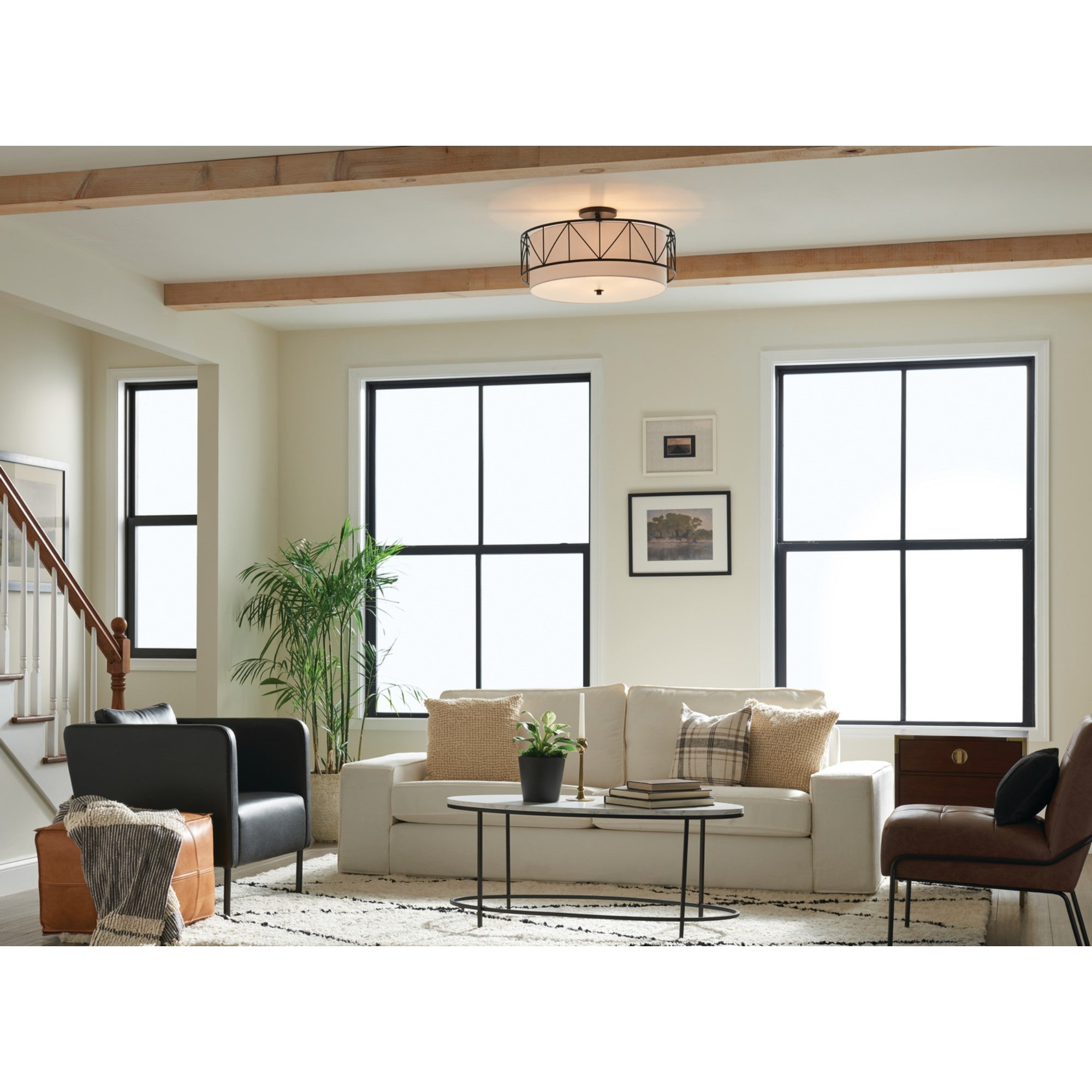 Birkleigh 24" 4-Light Semi-Flush Mount, Black Finish - Bees Lighting