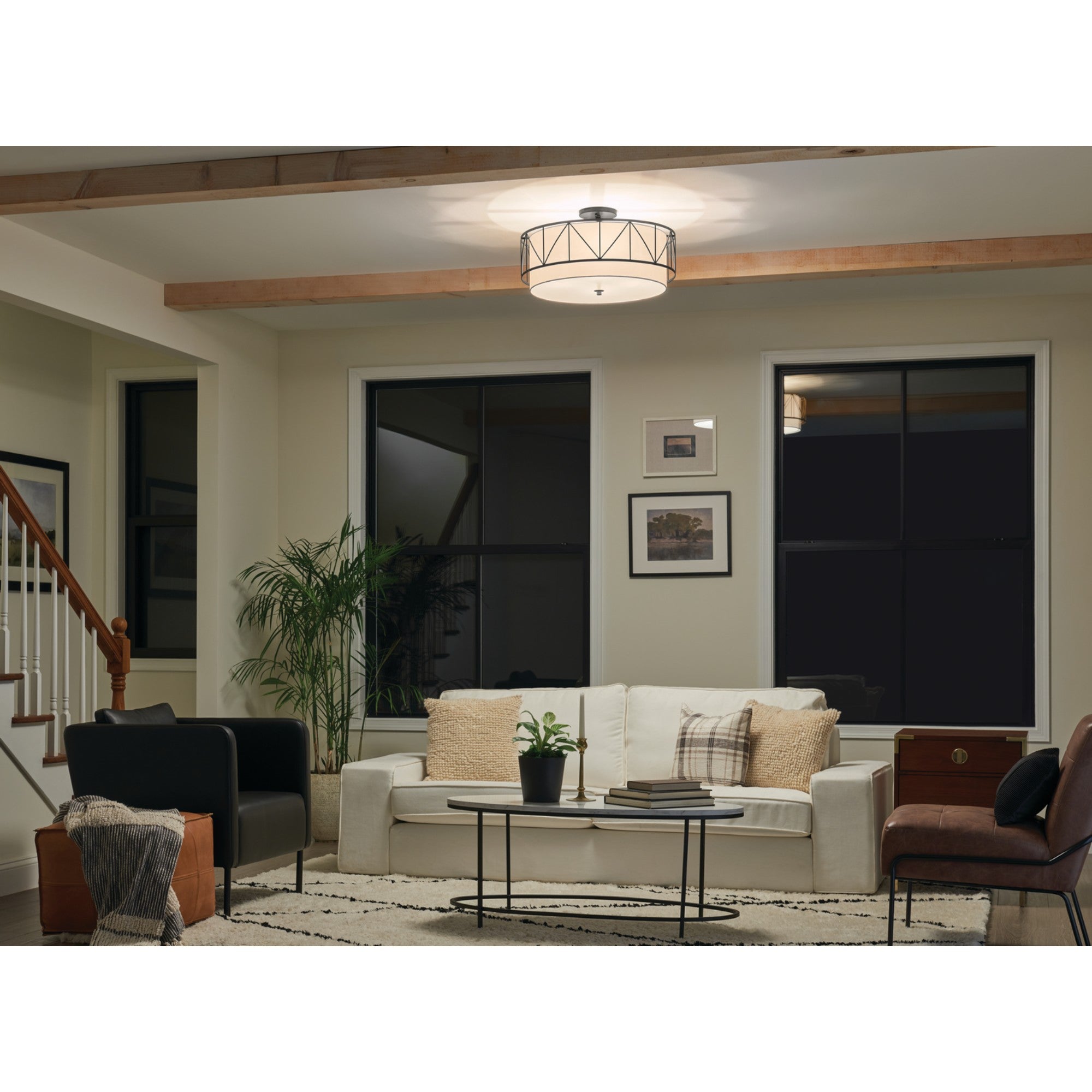Birkleigh 24" 4-Light Semi-Flush Mount, Black Finish - Bees Lighting