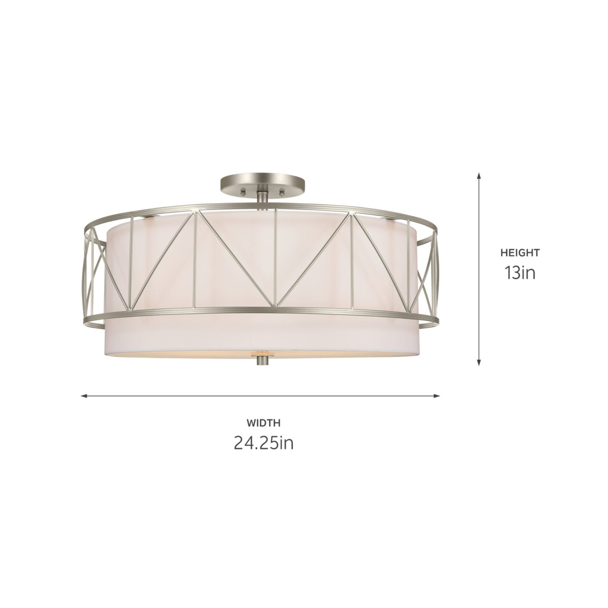 Birkleigh 24" 4-Light Semi-Flush Mount, Satin Nickel Finish - Bees Lighting